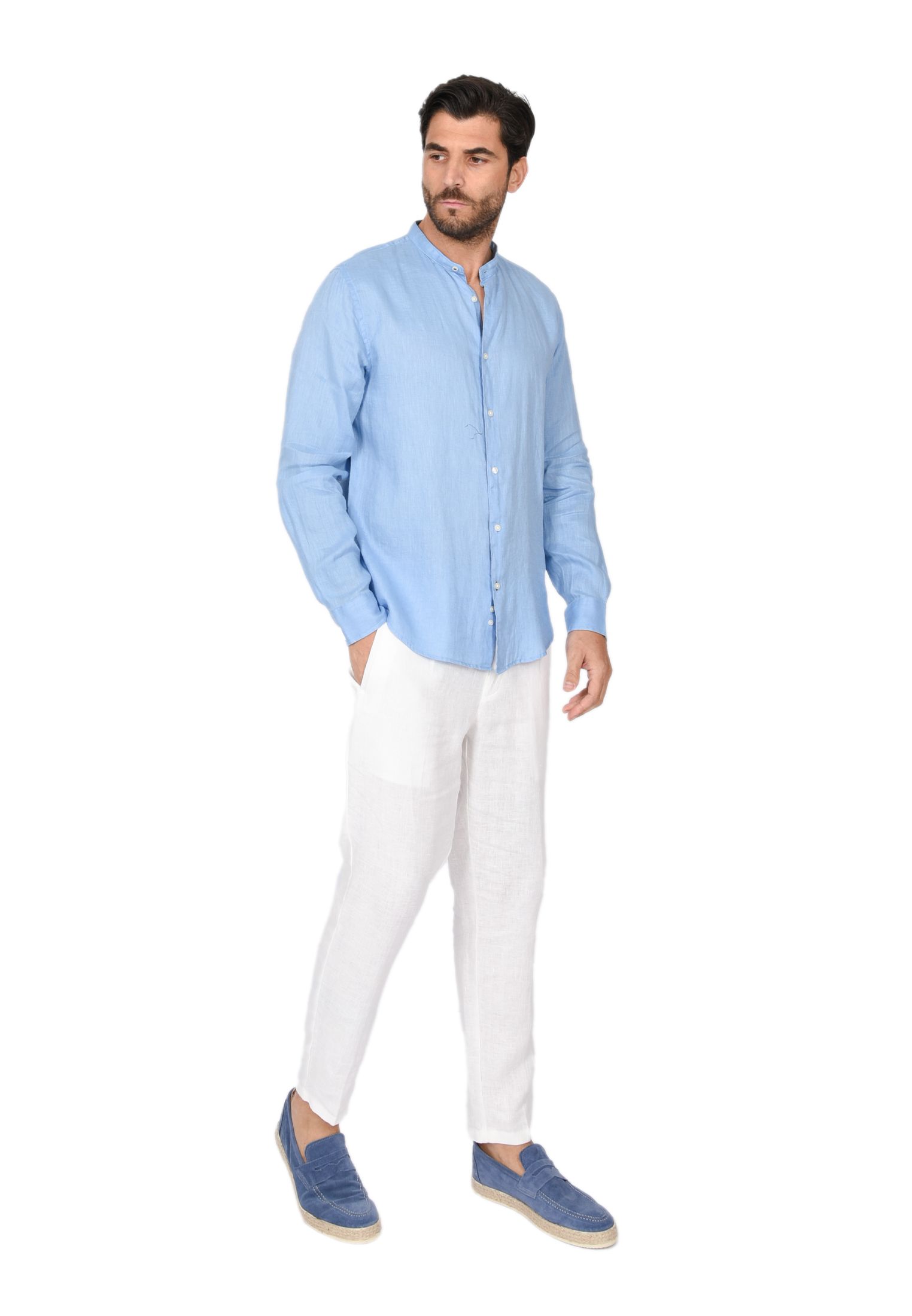 Camicia Uomo di Lino Puro 100% Slim fit Manica Lunga Coreana Sartoriali Elegante - Imagen 25 de 37