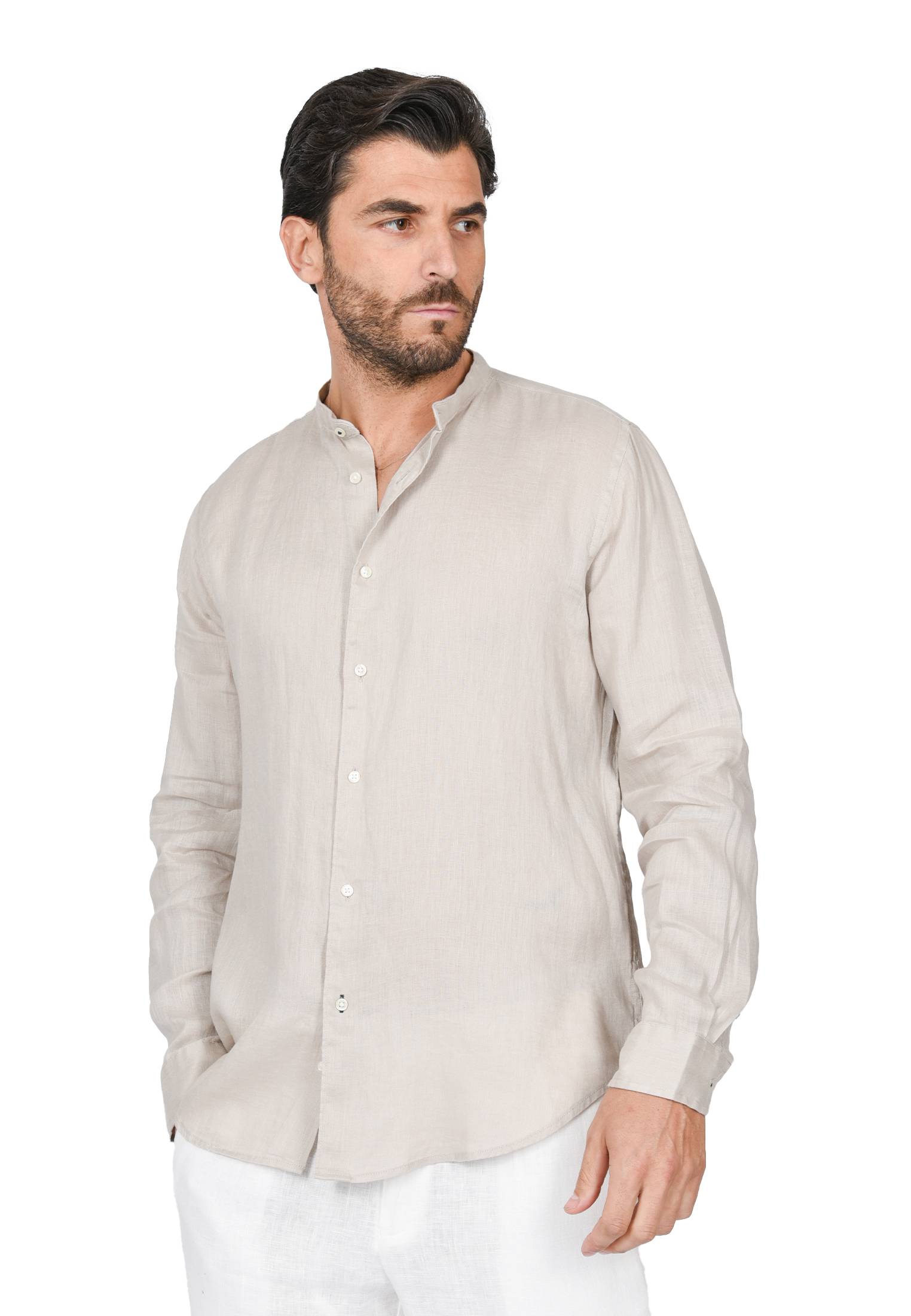 Camicia Uomo di Lino Puro 100% Slim fit Manica Lunga Coreana Sartoriali Elegante - Imagen 19 de 37