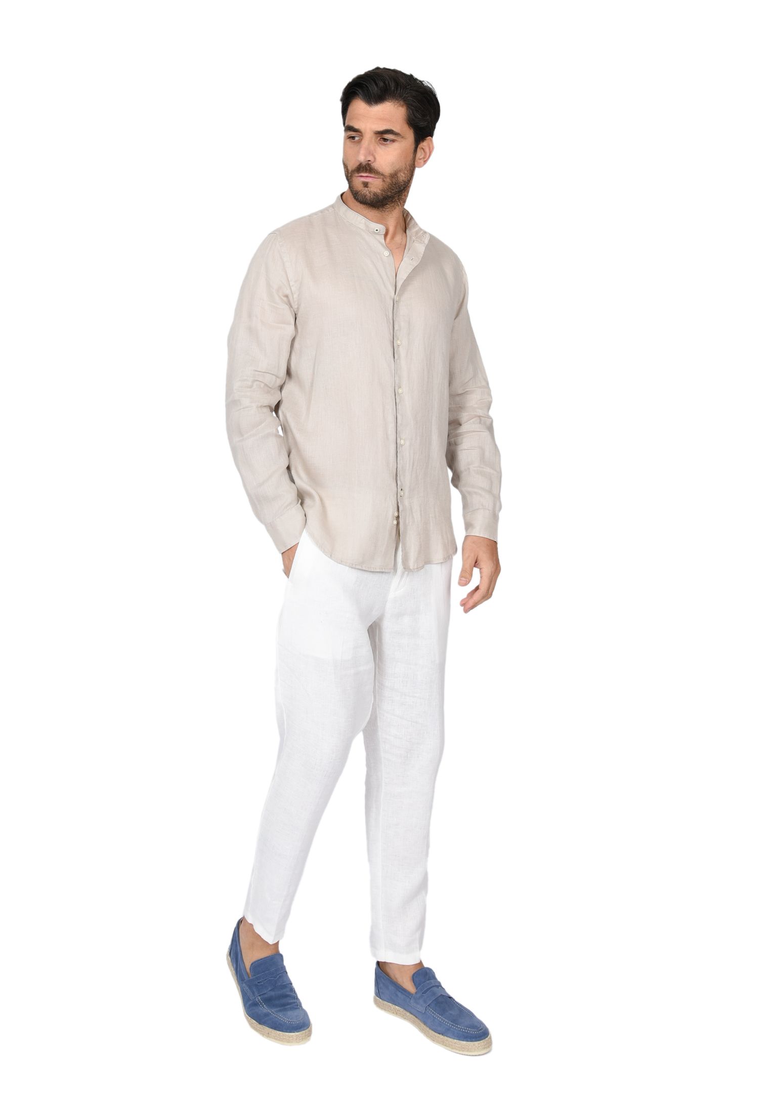Camicia Uomo di Lino Puro 100% Slim fit Manica Lunga Coreana Sartoriali Elegante - Imagen 21 de 37