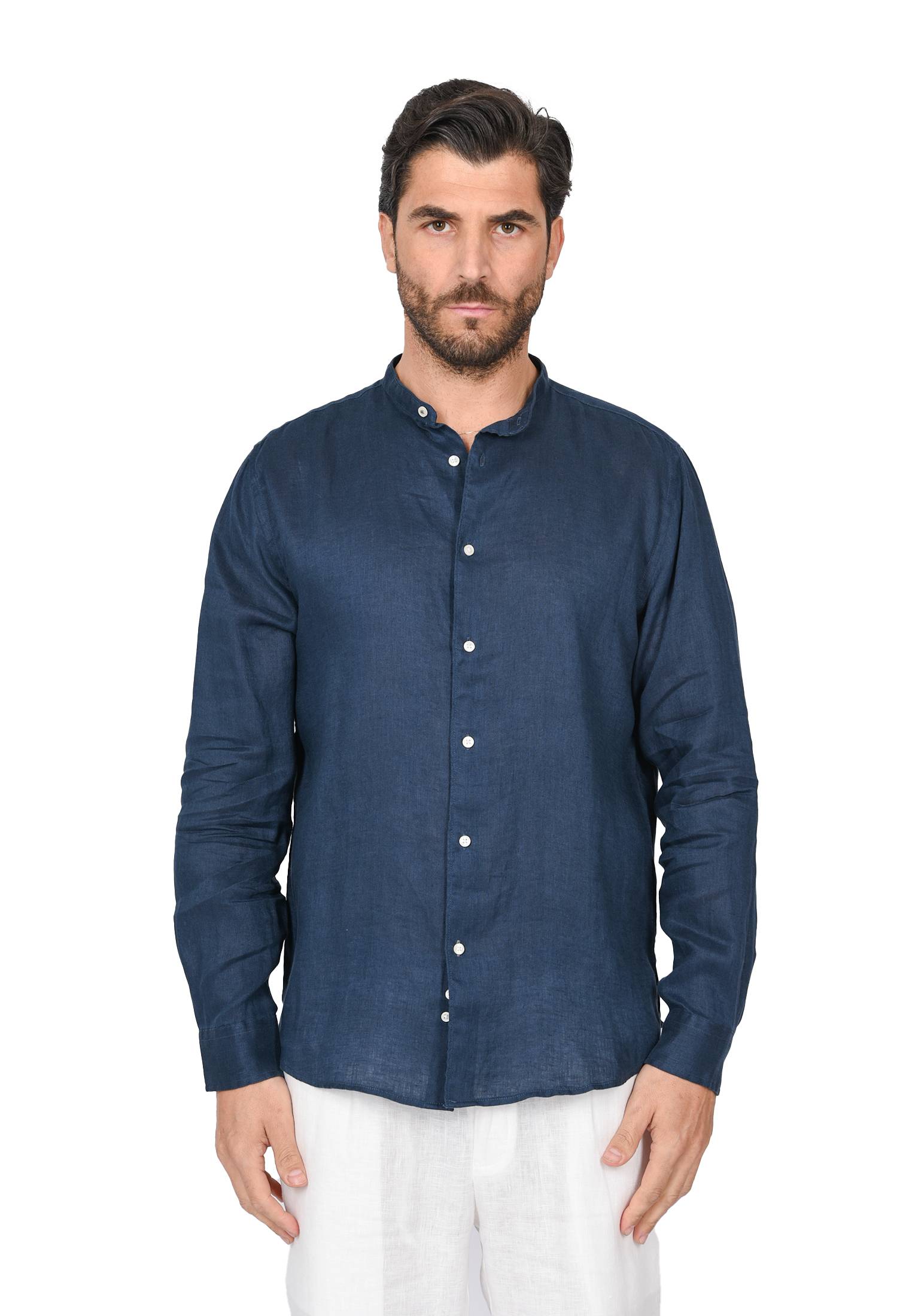 Camicia Uomo di Lino Puro 100% Slim fit Manica Lunga Coreana Sartoriali Elegante - Imagen 30 de 37