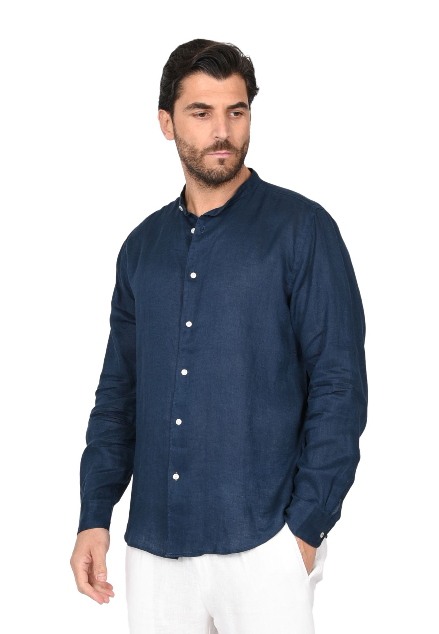 Camicia Uomo di Lino Puro 100% Slim fit Manica Lunga Coreana Sartoriali Elegante - Imagen 31 de 37