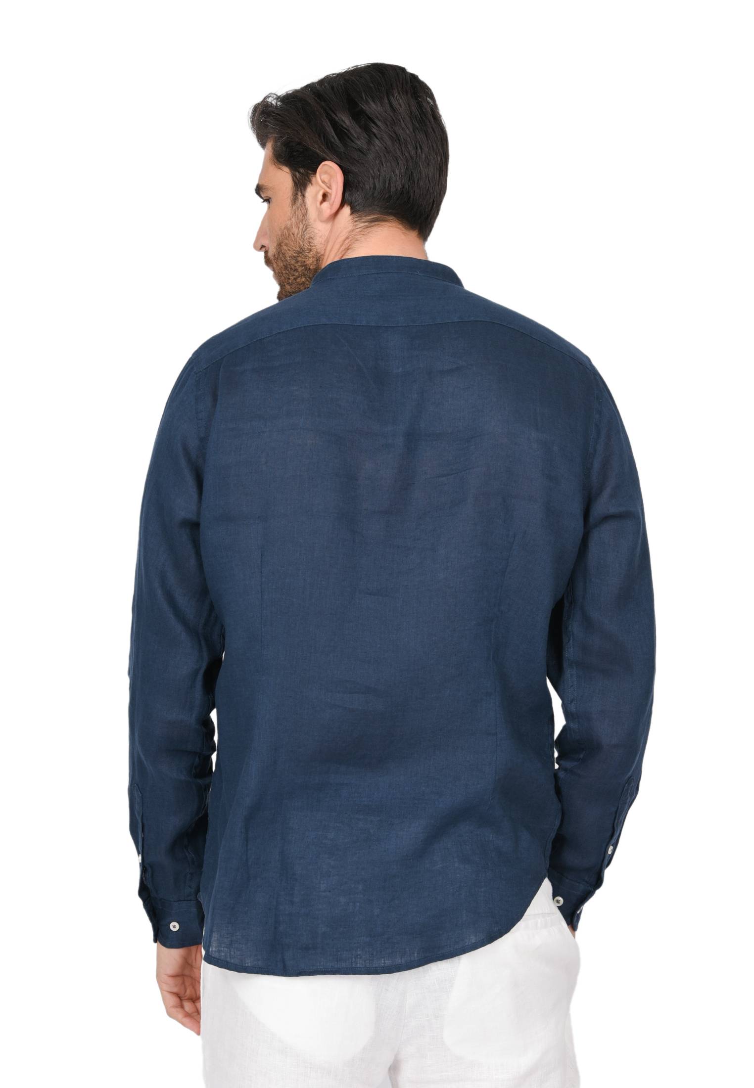 Camicia Uomo di Lino Puro 100% Slim fit Manica Lunga Coreana Sartoriali Elegante - Imagen 32 de 37