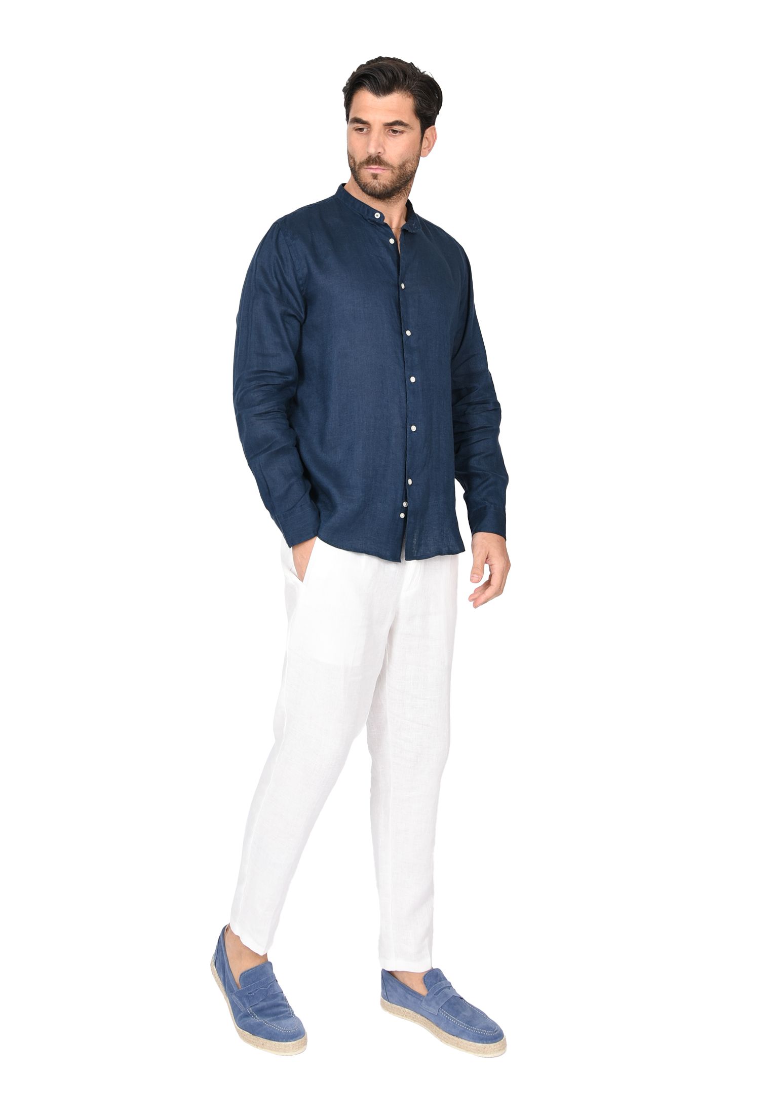 Camicia Uomo di Lino Puro 100% Slim fit Manica Lunga Coreana Sartoriali Elegante - Imagen 33 de 37