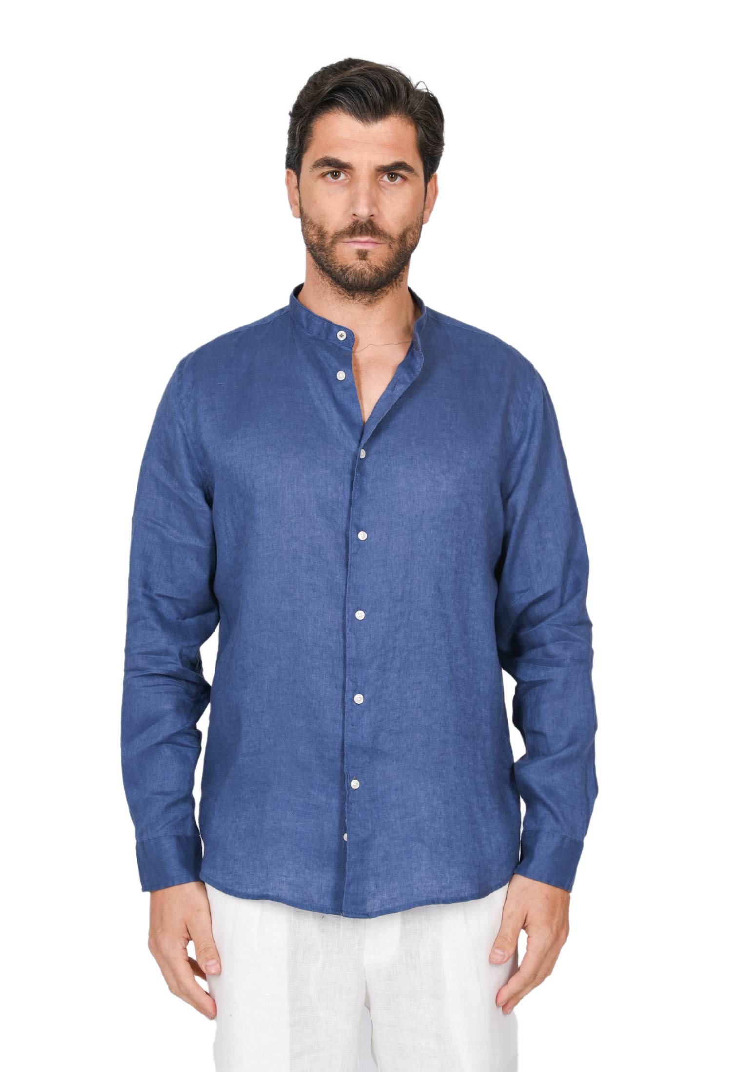 Camicia Uomo di Lino Puro 100% Slim fit Manica Lunga Coreana Sartoriali Elegante - Imagen 34 de 37