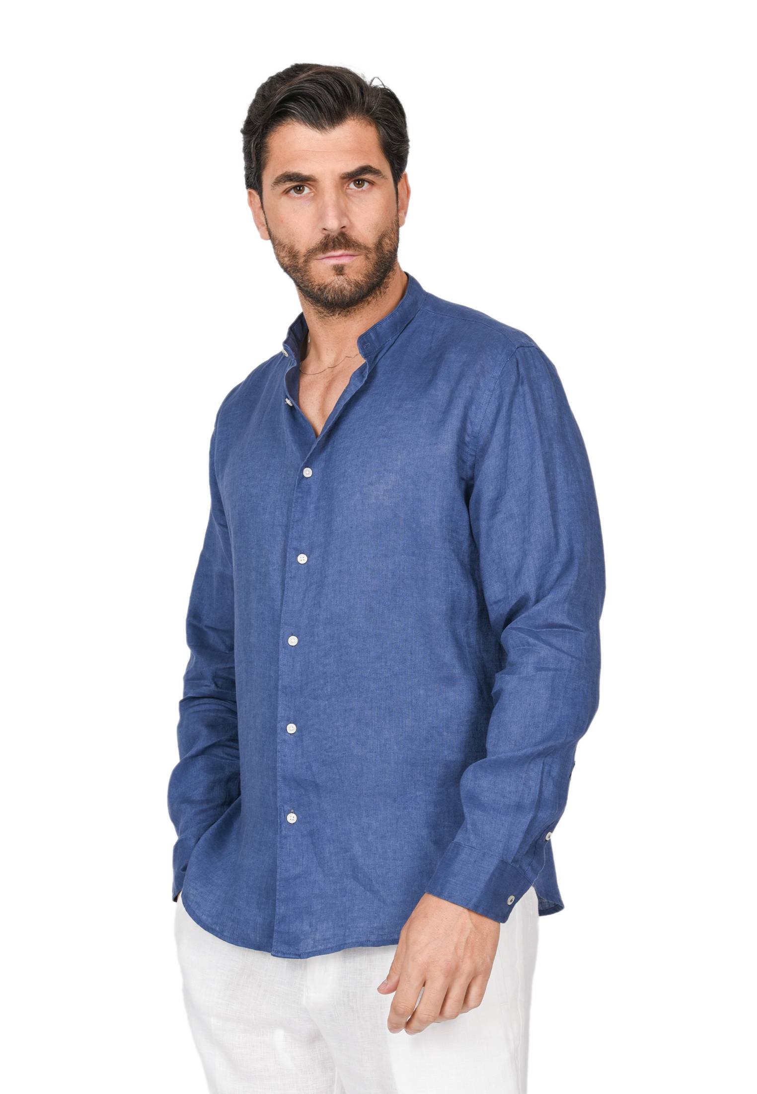 Camicia Uomo di Lino Puro 100% Slim fit Manica Lunga Coreana Sartoriali Elegante - Imagen 35 de 37