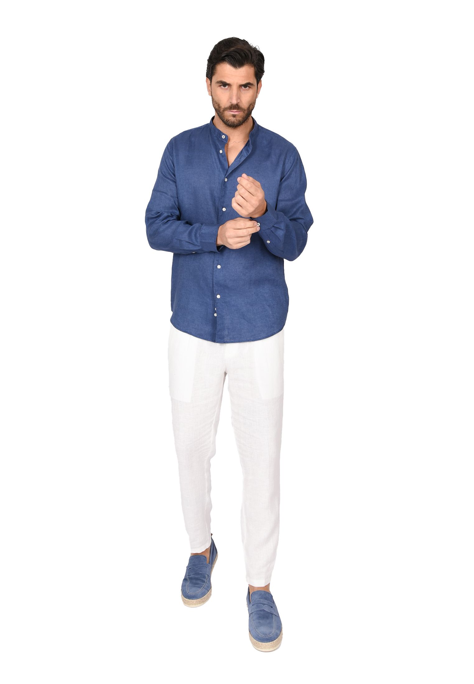Camicia Uomo di Lino Puro 100% Slim fit Manica Lunga Coreana Sartoriali Elegante - Imagen 37 de 37
