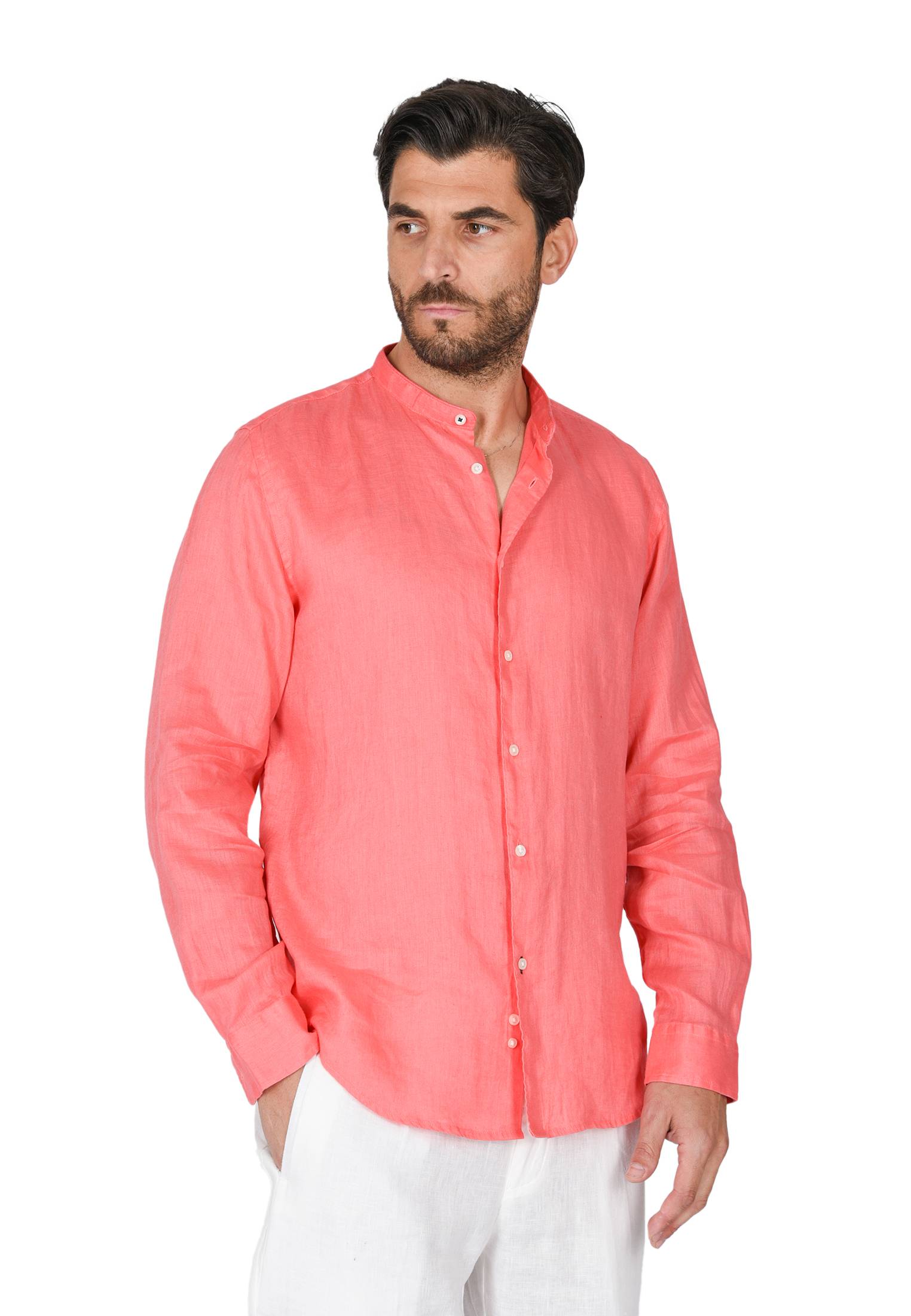 Camicia Uomo di Lino Puro 100% Slim fit Manica Lunga Coreana Sartoriali Elegante - Imagen 27 de 37