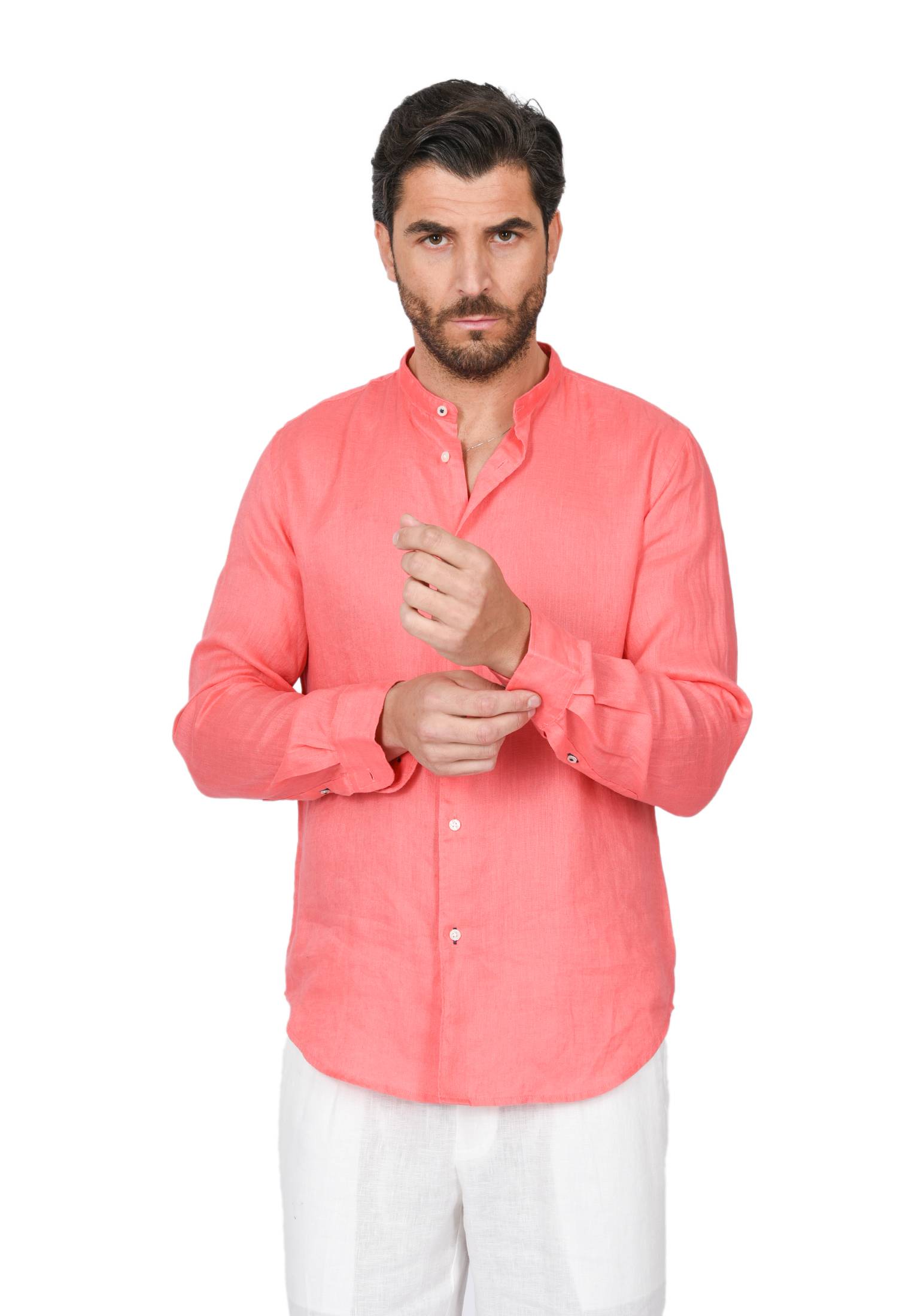 Camicia Uomo di Lino Puro 100% Slim fit Manica Lunga Coreana Sartoriali Elegante - Imagen 29 de 37