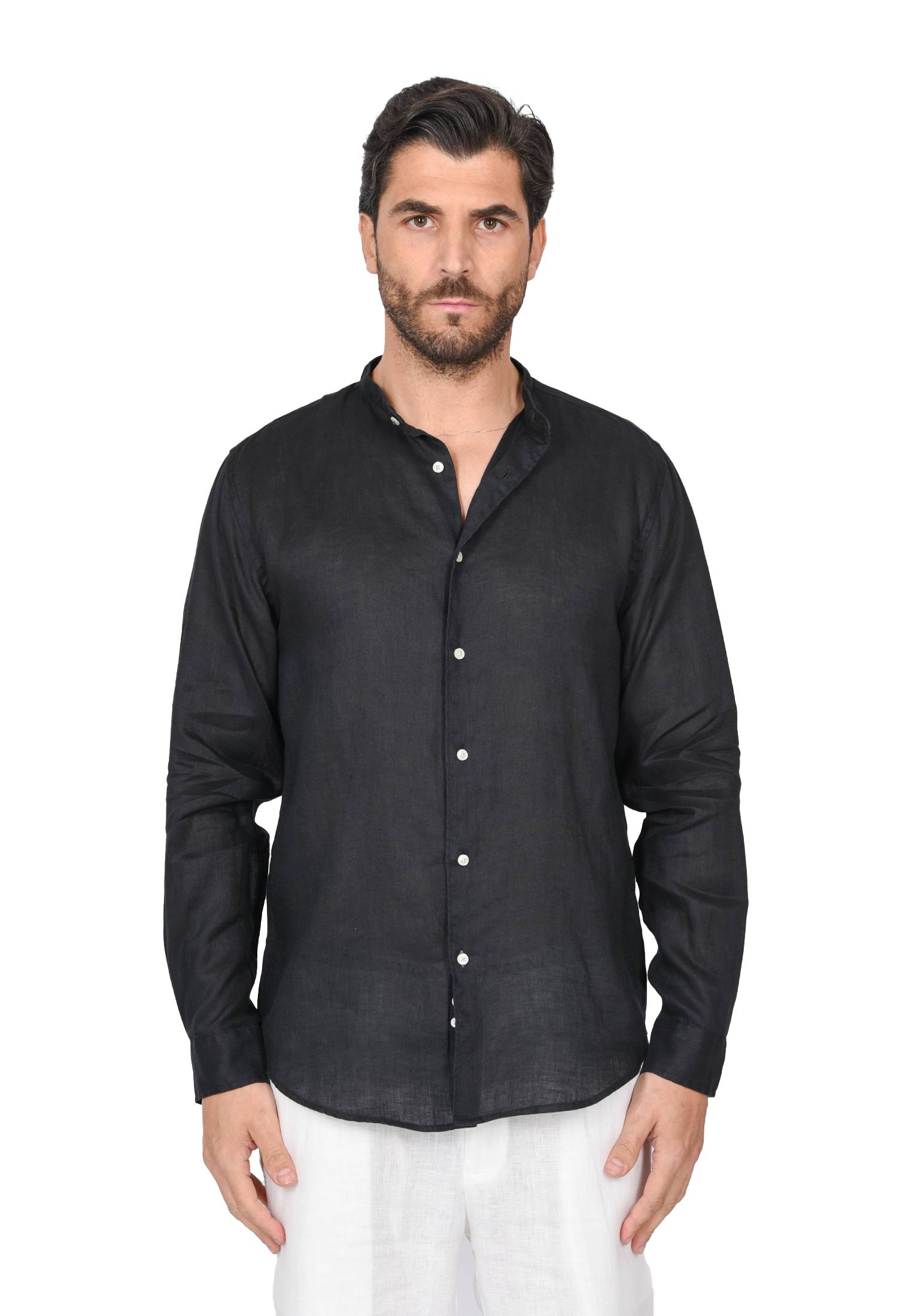 Camicia Uomo di Lino Puro 100% Slim fit Manica Lunga Coreana Sartoriali Elegante - Imagen 14 de 37