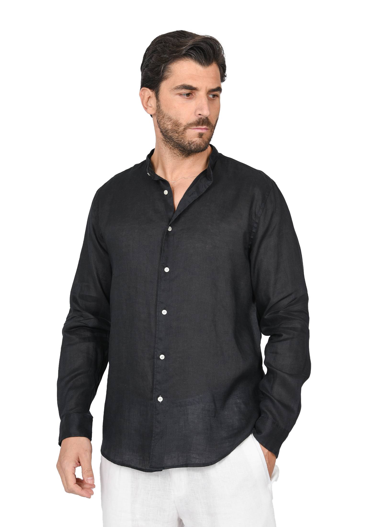 Camicia Uomo di Lino Puro 100% Slim fit Manica Lunga Coreana Sartoriali Elegante - Imagen 15 de 37