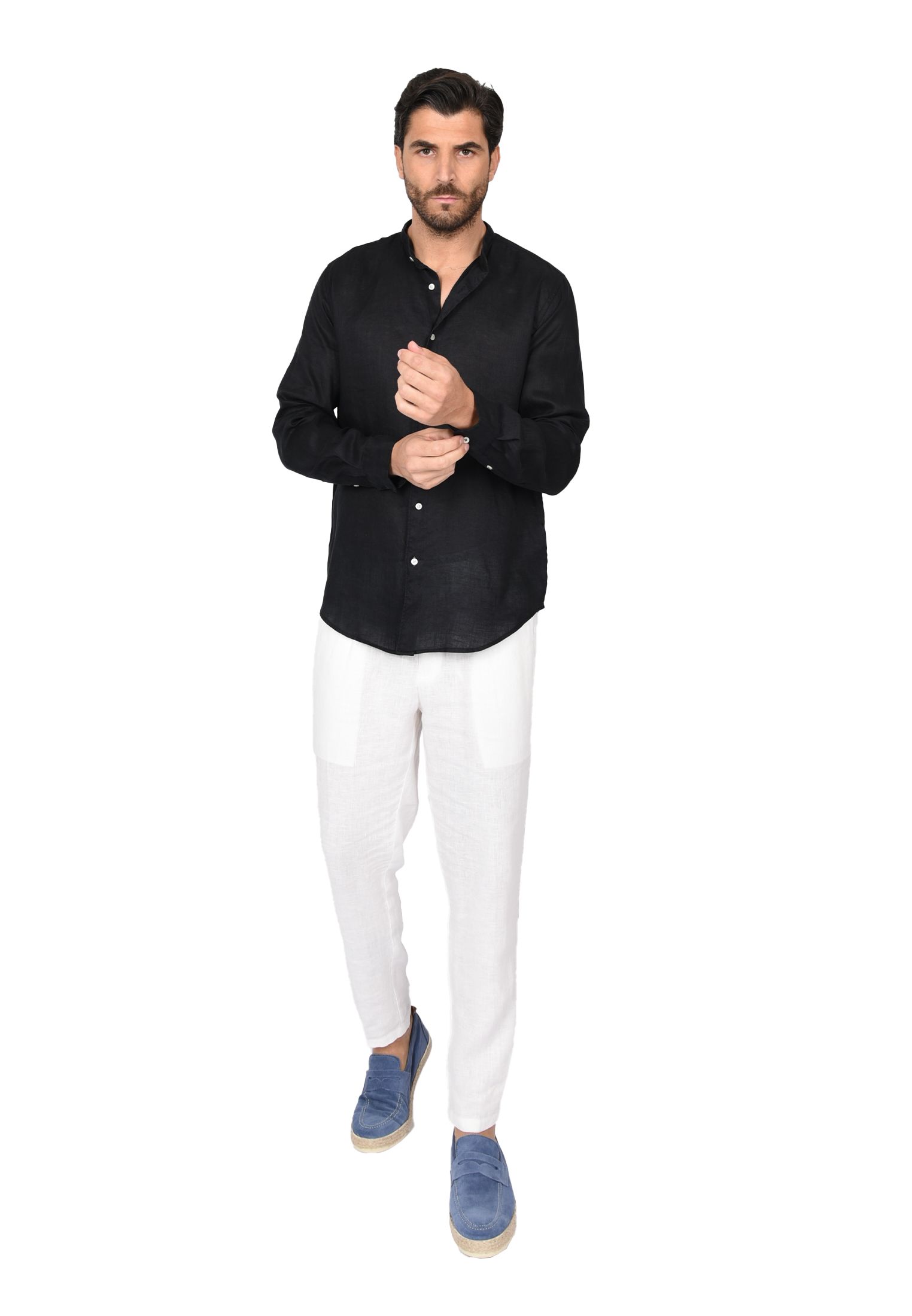 Camicia Uomo di Lino Puro 100% Slim fit Manica Lunga Coreana Sartoriali Elegante - Imagen 17 de 37
