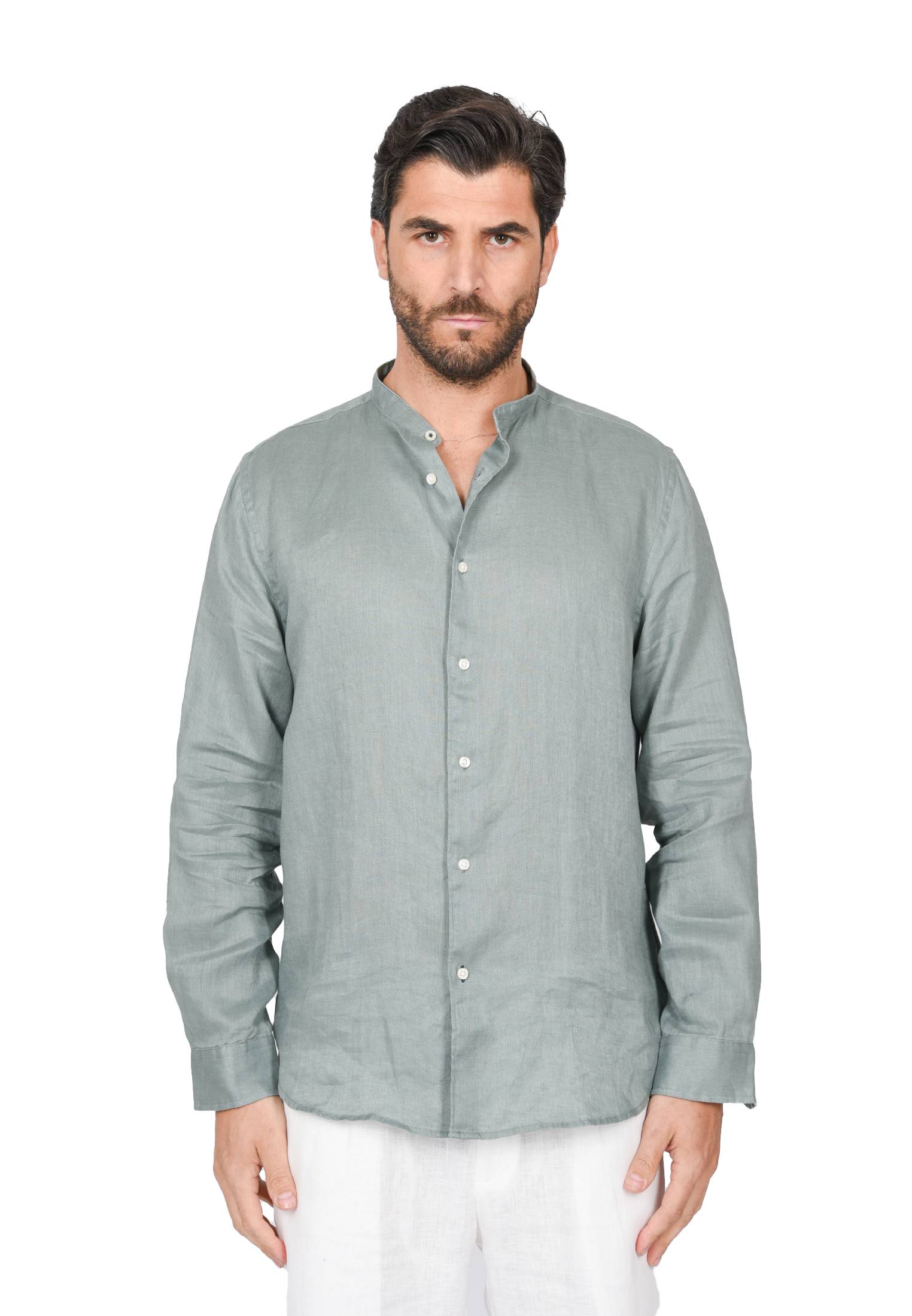 Camicia Uomo di Lino Puro 100% Slim fit Manica Lunga Coreana Sartoriali Elegante - Imagen 6 de 37
