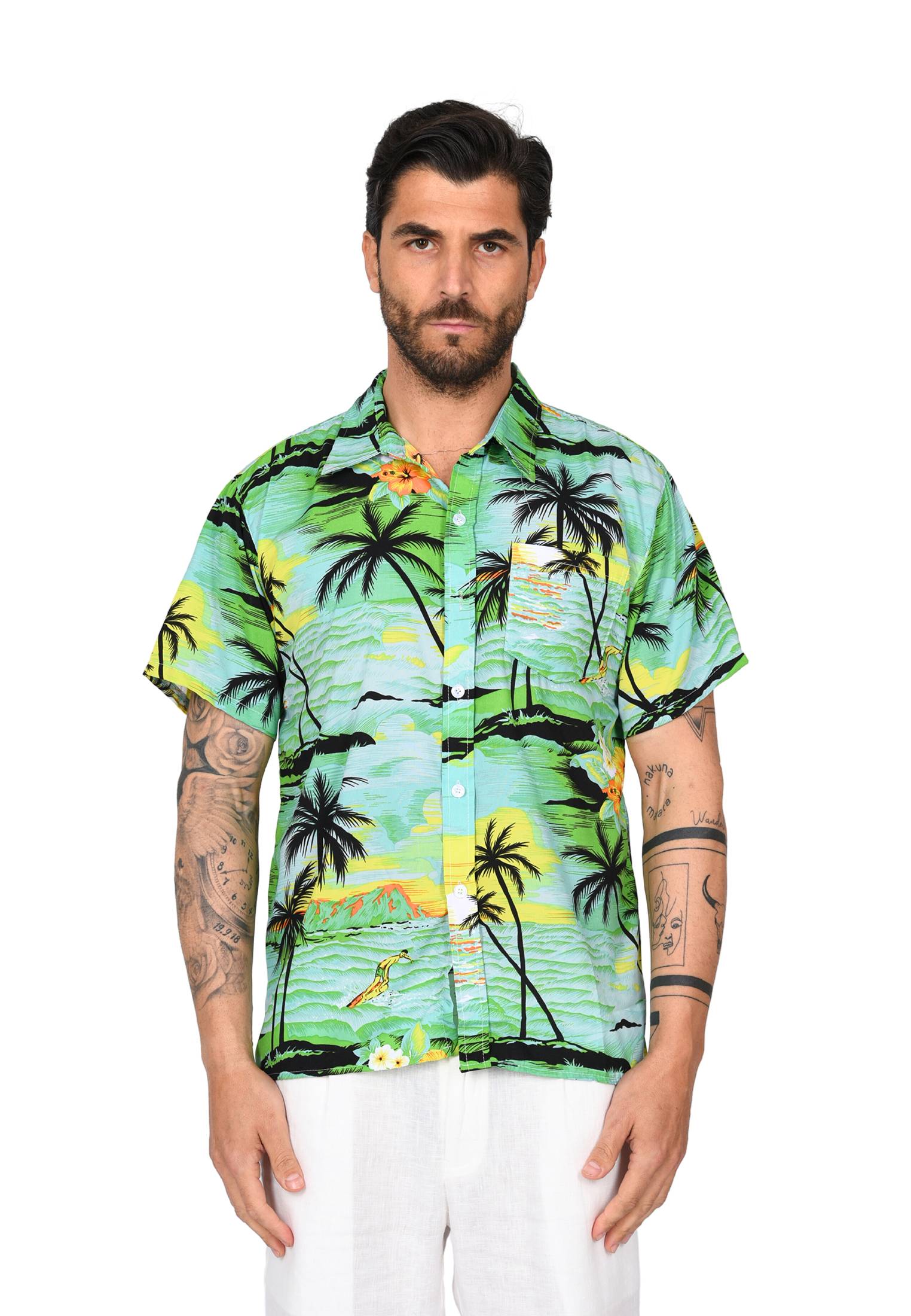 Camicia Uomo Manica Corta Hawaiana Floreale Camicie Casual Mezze ...