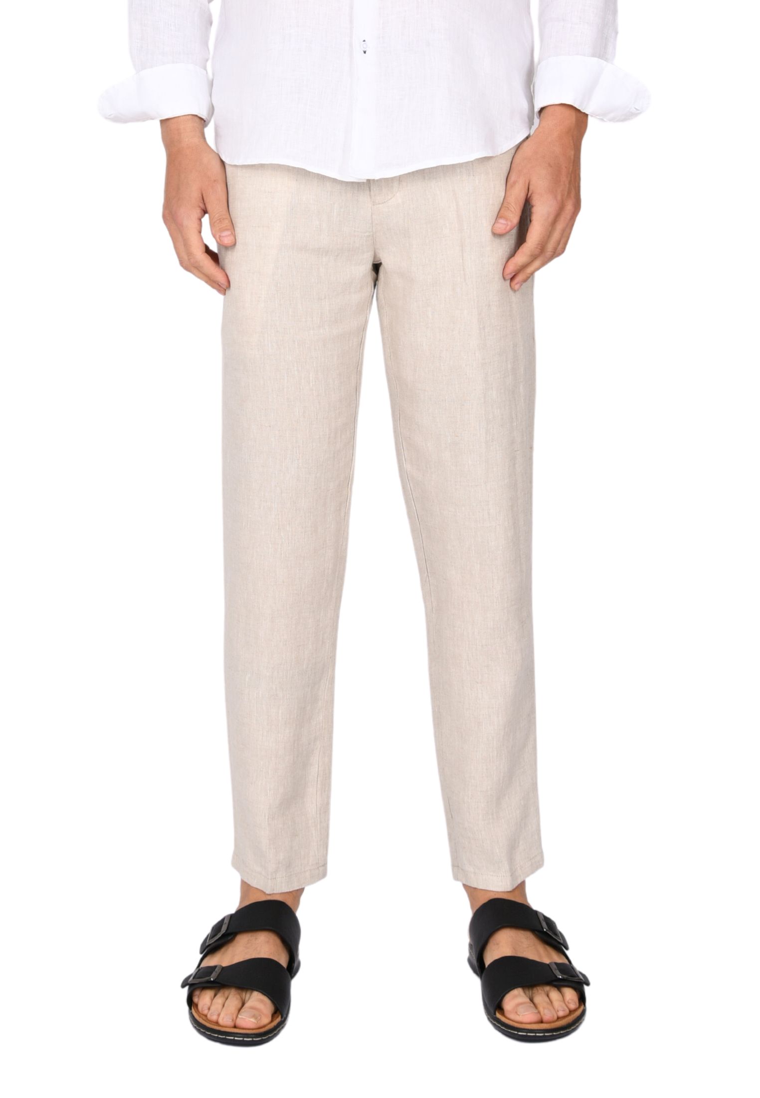 Pantaloni Uomo in Lino 100% Elegante Capri Pantalone Comodo Estivo Elastico Vita - Imagen 20 de 35