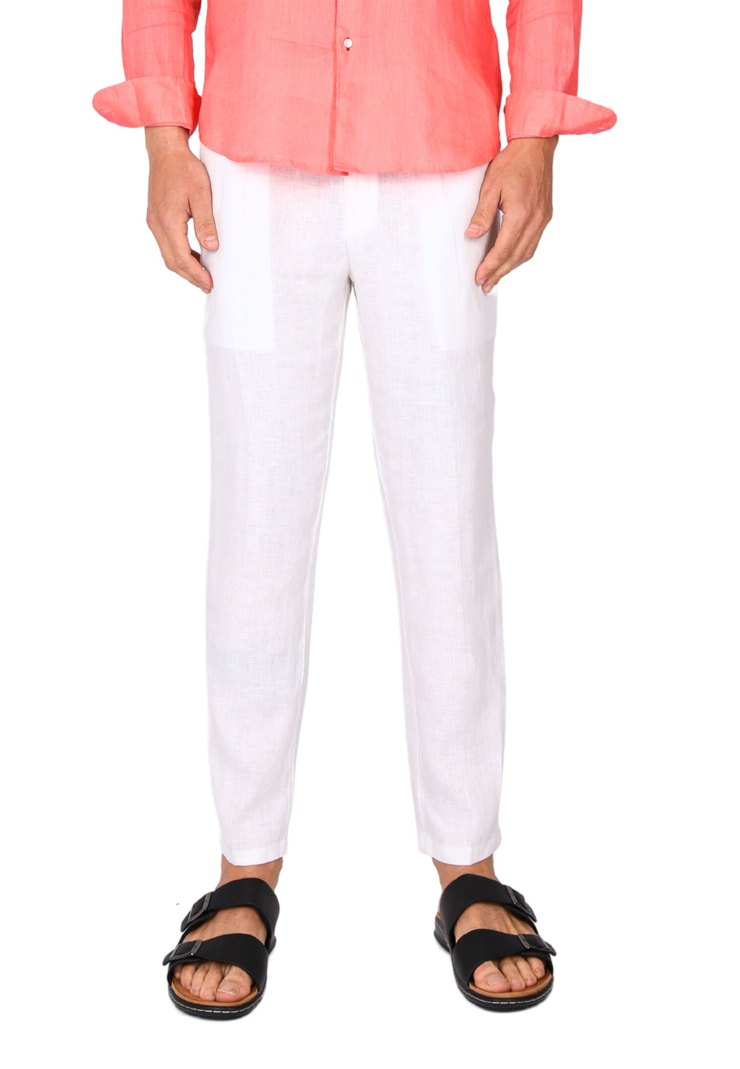Pantaloni Uomo in Lino 100% Elegante Capri Pantalone Comodo Estivo Elastico Vita - Imagen 8 de 35