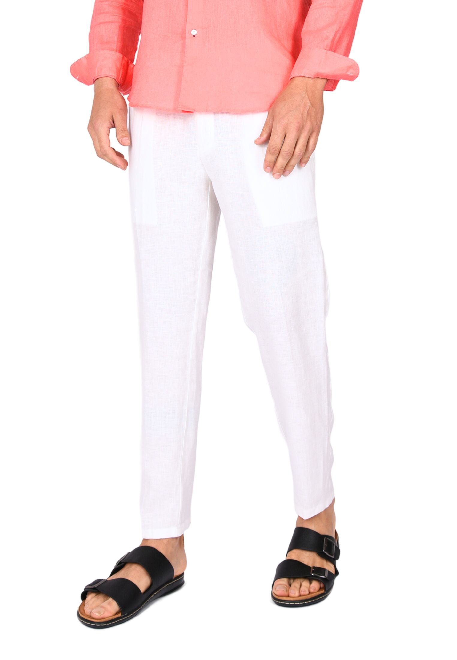 Pantaloni Uomo in Lino 100% Elegante Capri Pantalone Comodo Estivo Elastico Vita - Imagen 10 de 35