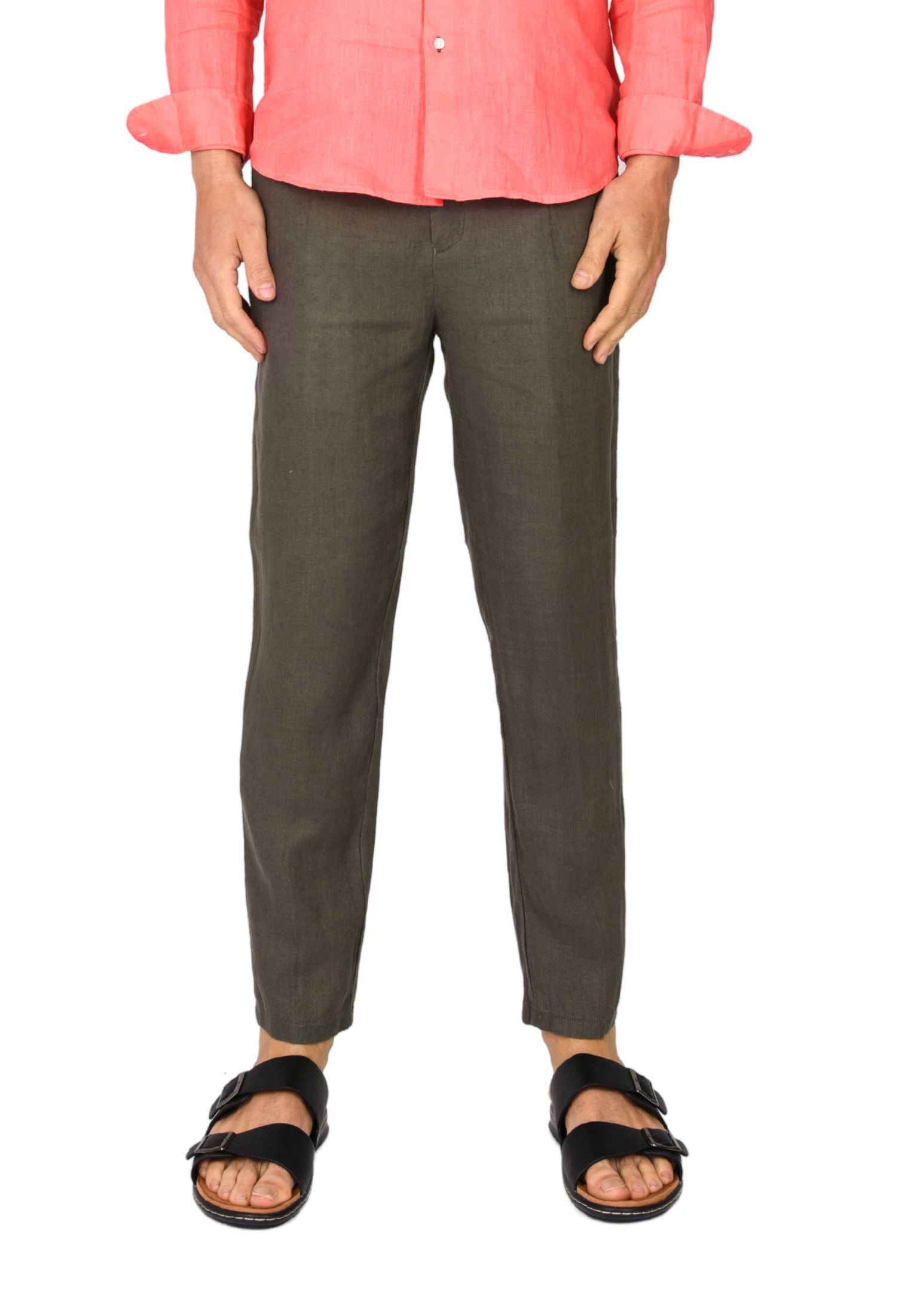 Pantaloni Uomo in Lino 100% Elegante Capri Pantalone Comodo Estivo Elastico Vita - Imagen 29 de 35