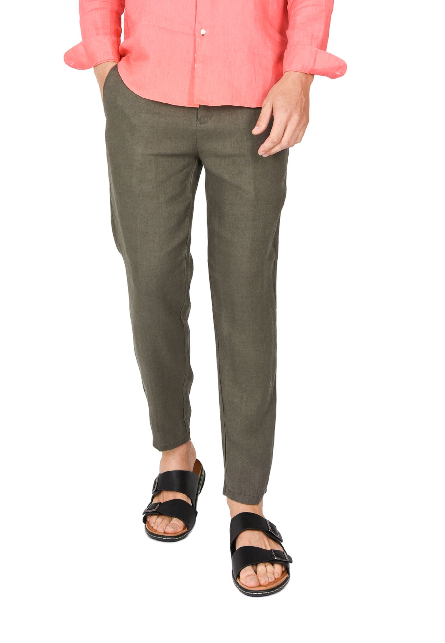 Pantaloni Uomo in Lino 100% Elegante Capri Pantalone Comodo Estivo Elastico Vita - Imagen 30 de 35