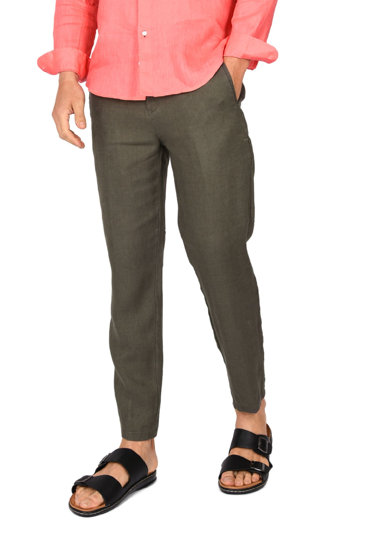Pantaloni Uomo in Lino 100% Elegante Capri Pantalone Comodo Estivo Elastico Vita - Imagen 31 de 35