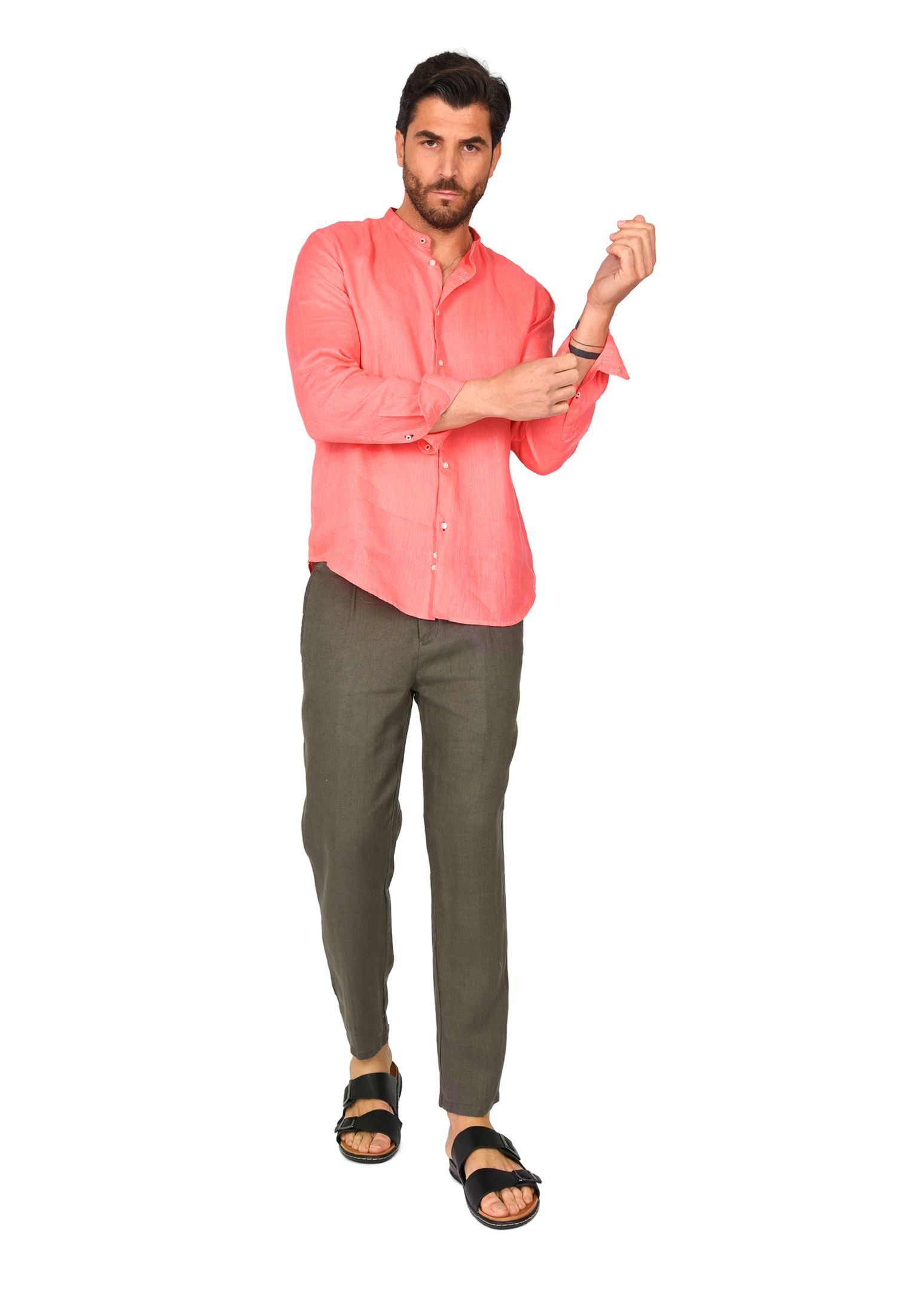 Pantaloni Uomo in Lino 100% Elegante Capri Pantalone Comodo Estivo Elastico Vita - Imagen 33 de 35