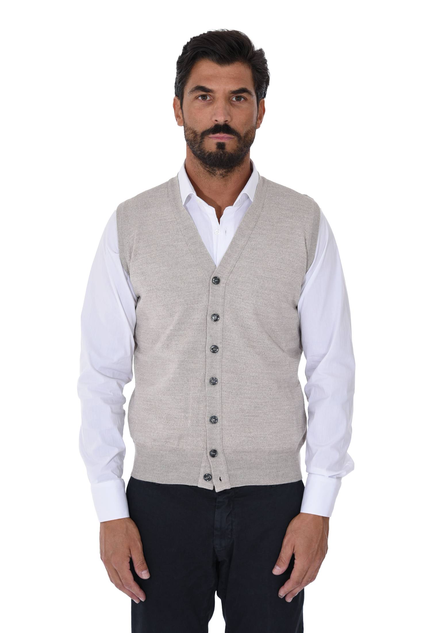 Cardigan Uomo Invernale Bottoni Gilet Lana Slim Maglione Smanicato Made in Italy - Imagen 36 de 43