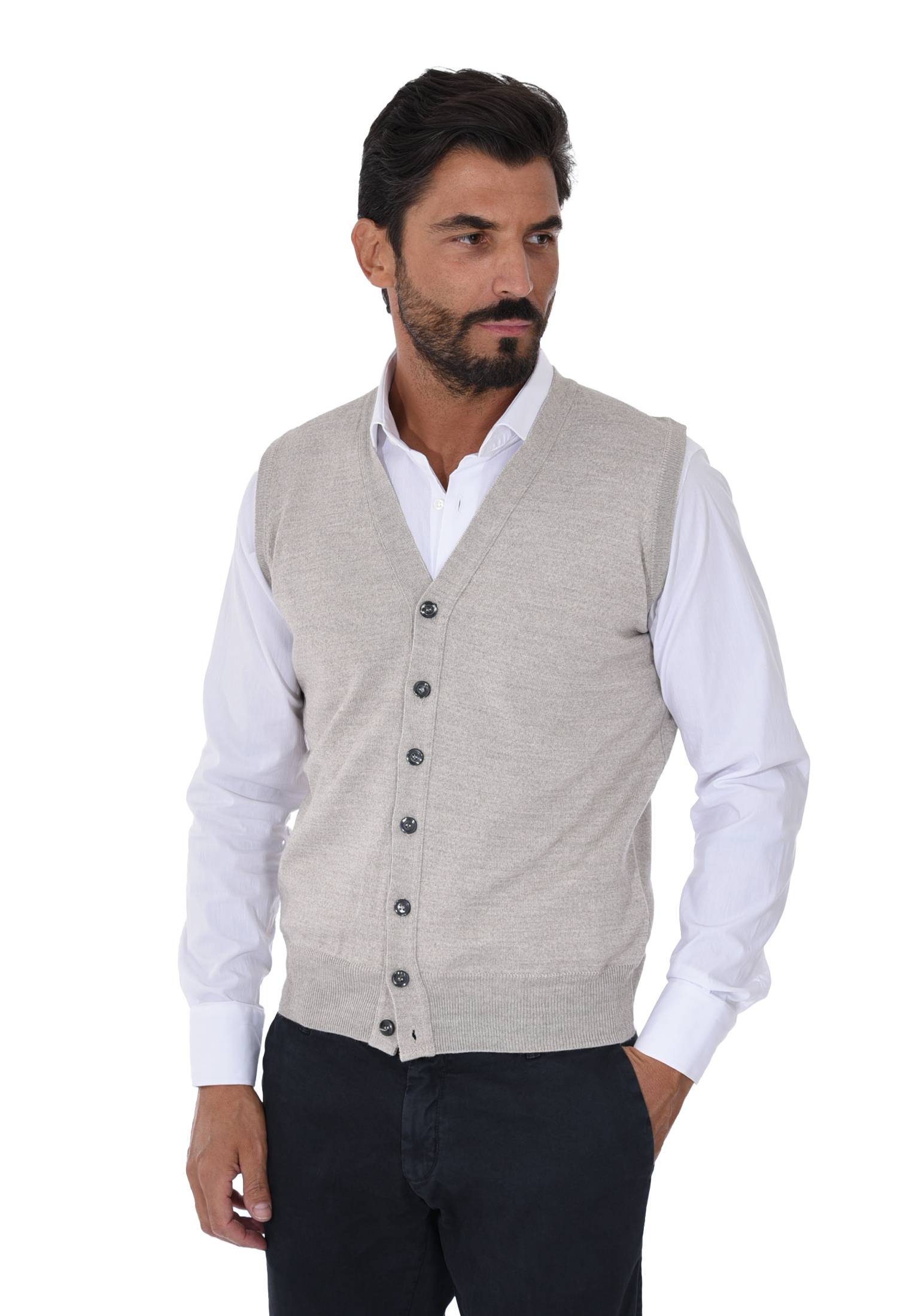 Cardigan Uomo Invernale Bottoni Gilet Lana Slim Maglione Smanicato Made in Italy - Imagen 37 de 43