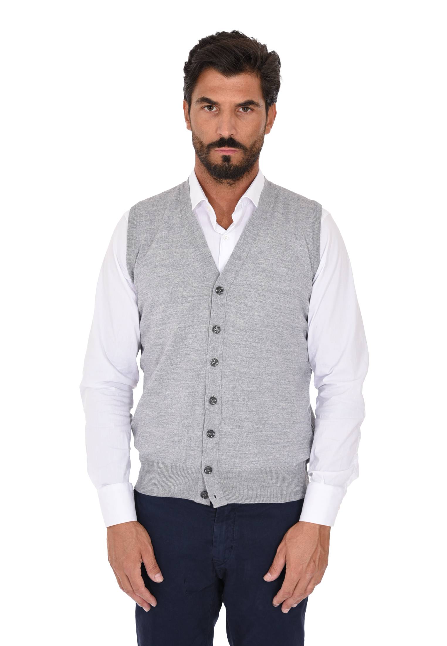 Cardigan Uomo Invernale Bottoni Gilet Lana Slim Maglione Smanicato Made in Italy - Imagen 40 de 43