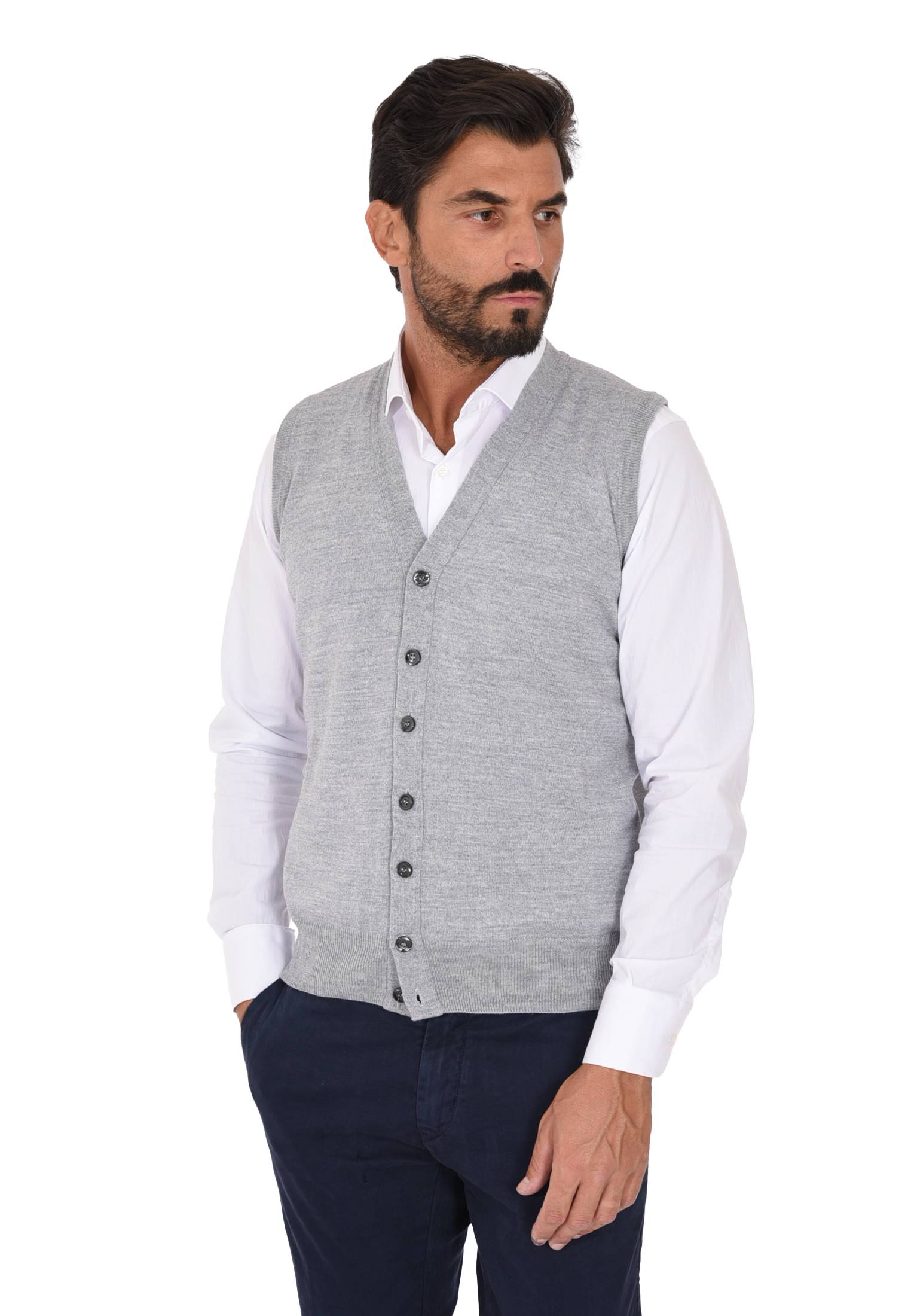 Cardigan Uomo Invernale Bottoni Gilet Lana Slim Maglione Smanicato Made in Italy - Imagen 41 de 43
