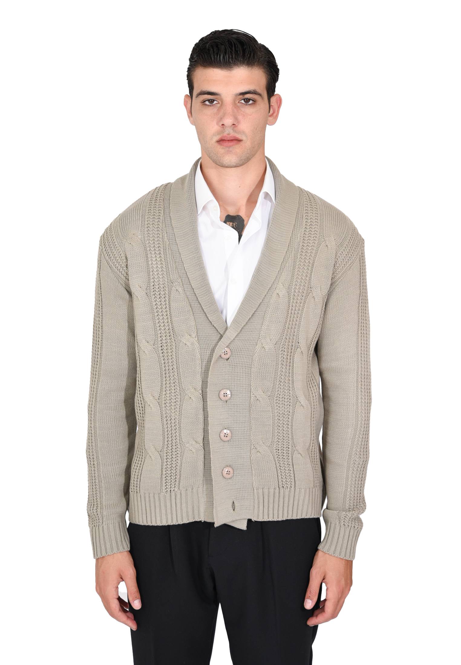 Cardigan Uomo Lana Invernale Sciallato Giacca Elegante a Trecce Made in Italy - Imagen 18 de 21