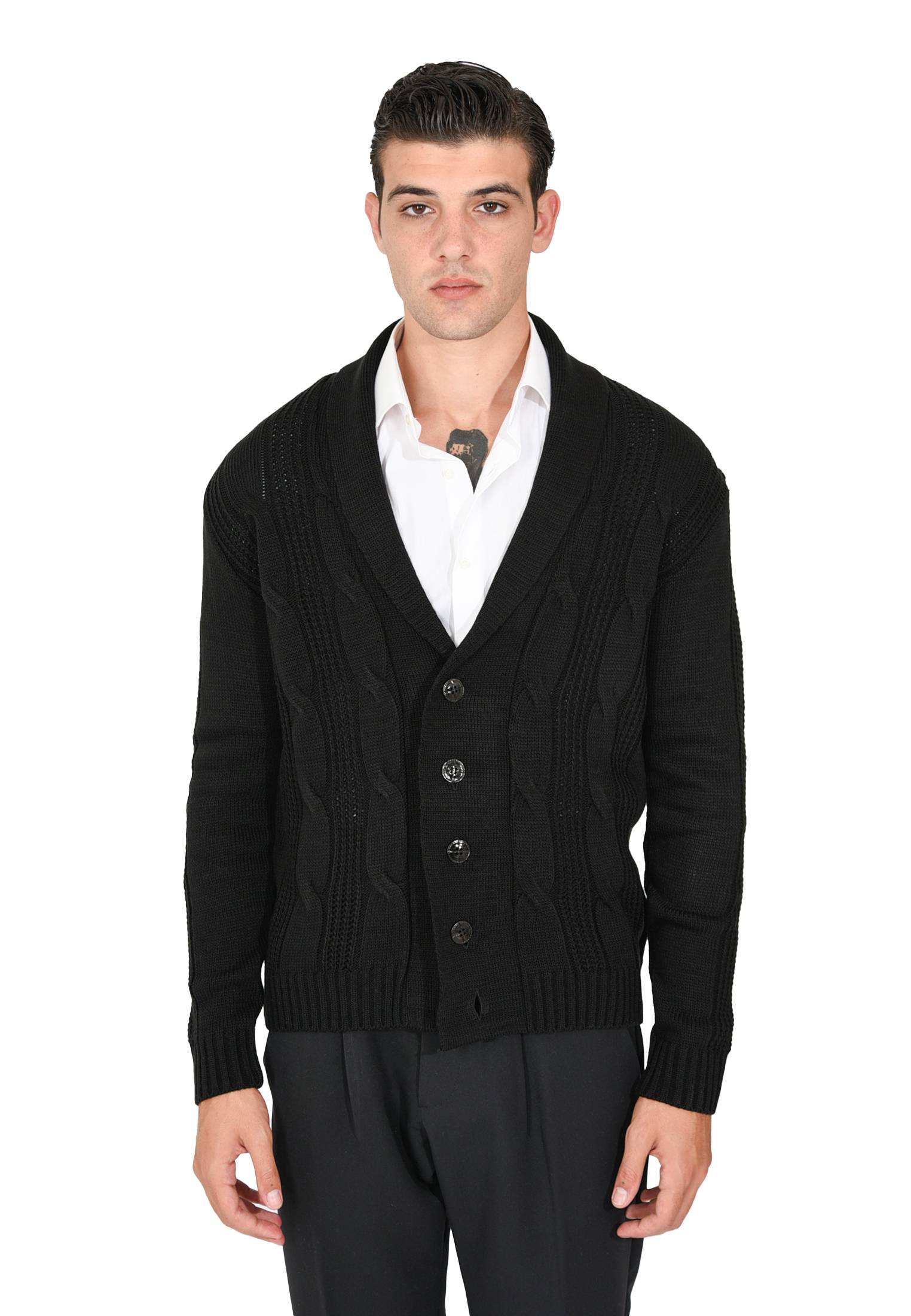 Cardigan Uomo Lana Invernale Sciallato Giacca Elegante a Trecce Made in Italy - Imagen 10 de 21