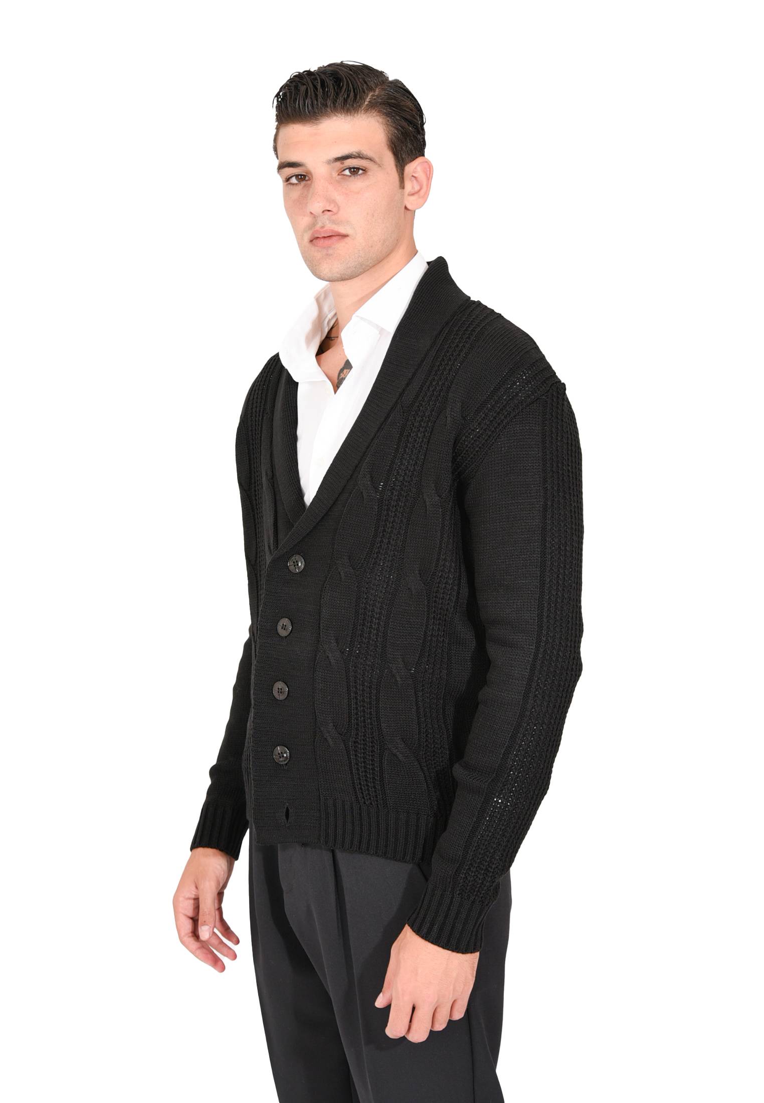 Cardigan Uomo Lana Invernale Sciallato Giacca Elegante a Trecce Made in Italy - Imagen 11 de 21