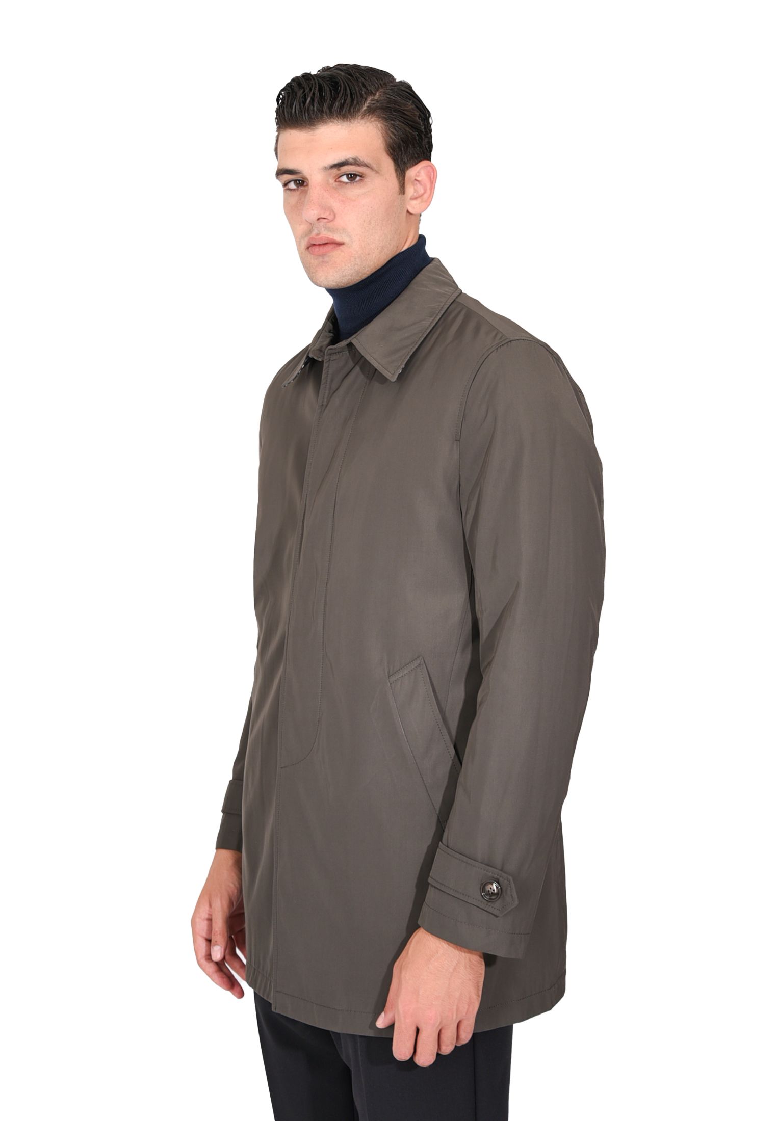 Trench Uomo Invernale Impermeabile Tessuto Tecnico Lungo Blu Soprabito  Elegante