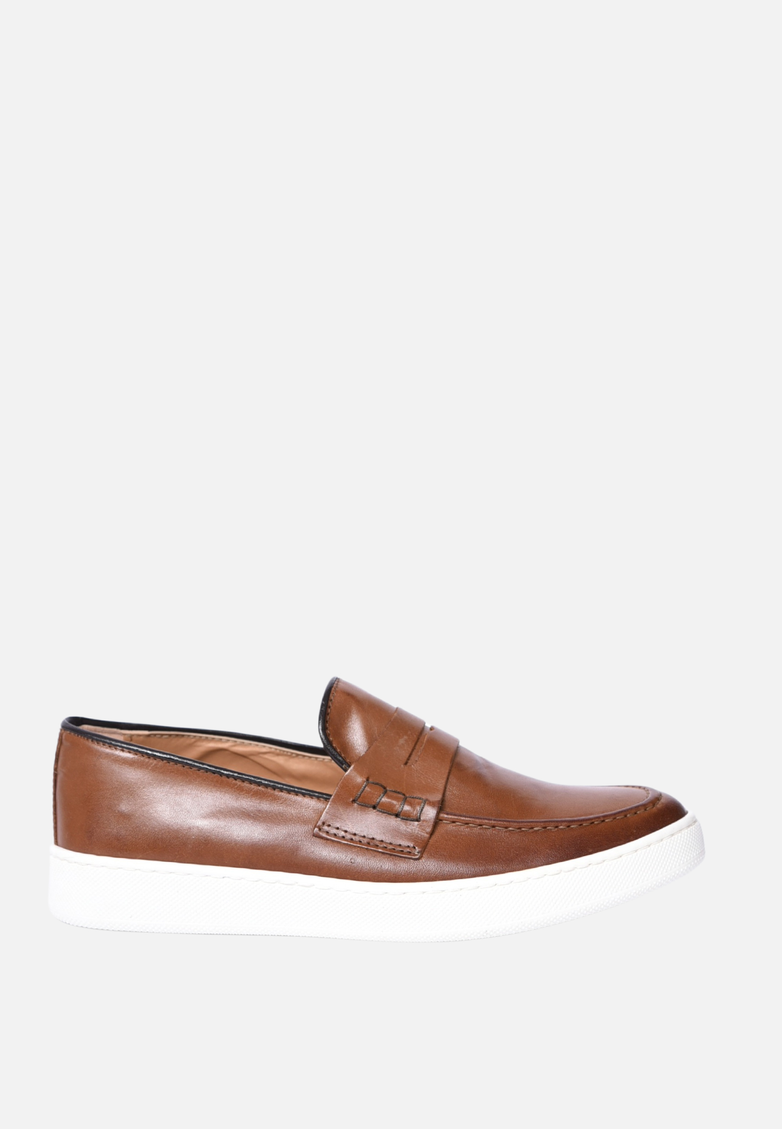 Mocassini Uomo Pelle Made in Italy Scarpe Sneakers Tinta Unita con Suola Bianca - Picture 12 of 13