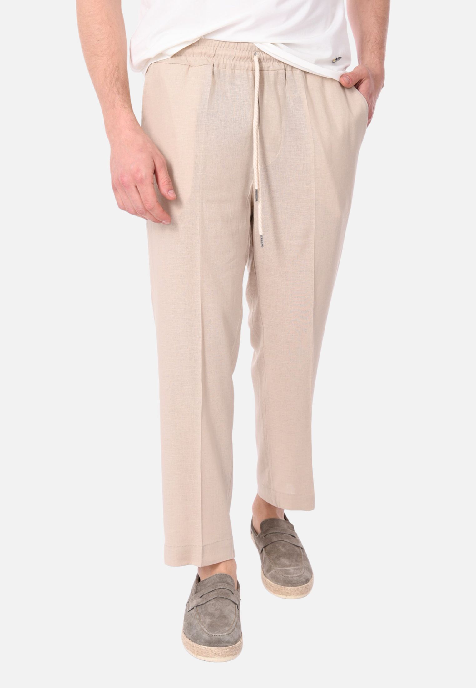Pantaloni Uomo Lino Estivi Elegante Pantalone Casual Leggero Made in Italy Slim - Imagen 13 de 18