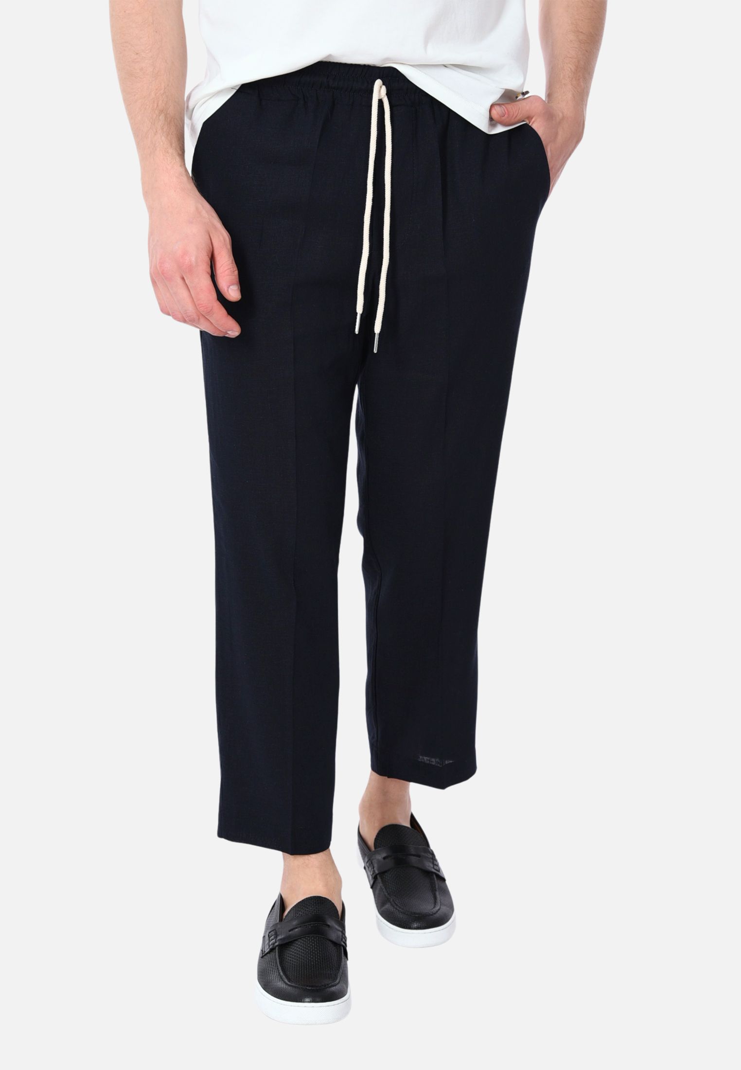 Pantaloni Uomo Lino Estivi Elegante Pantalone Casual Leggero Made in Italy Slim - Imagen 17 de 18