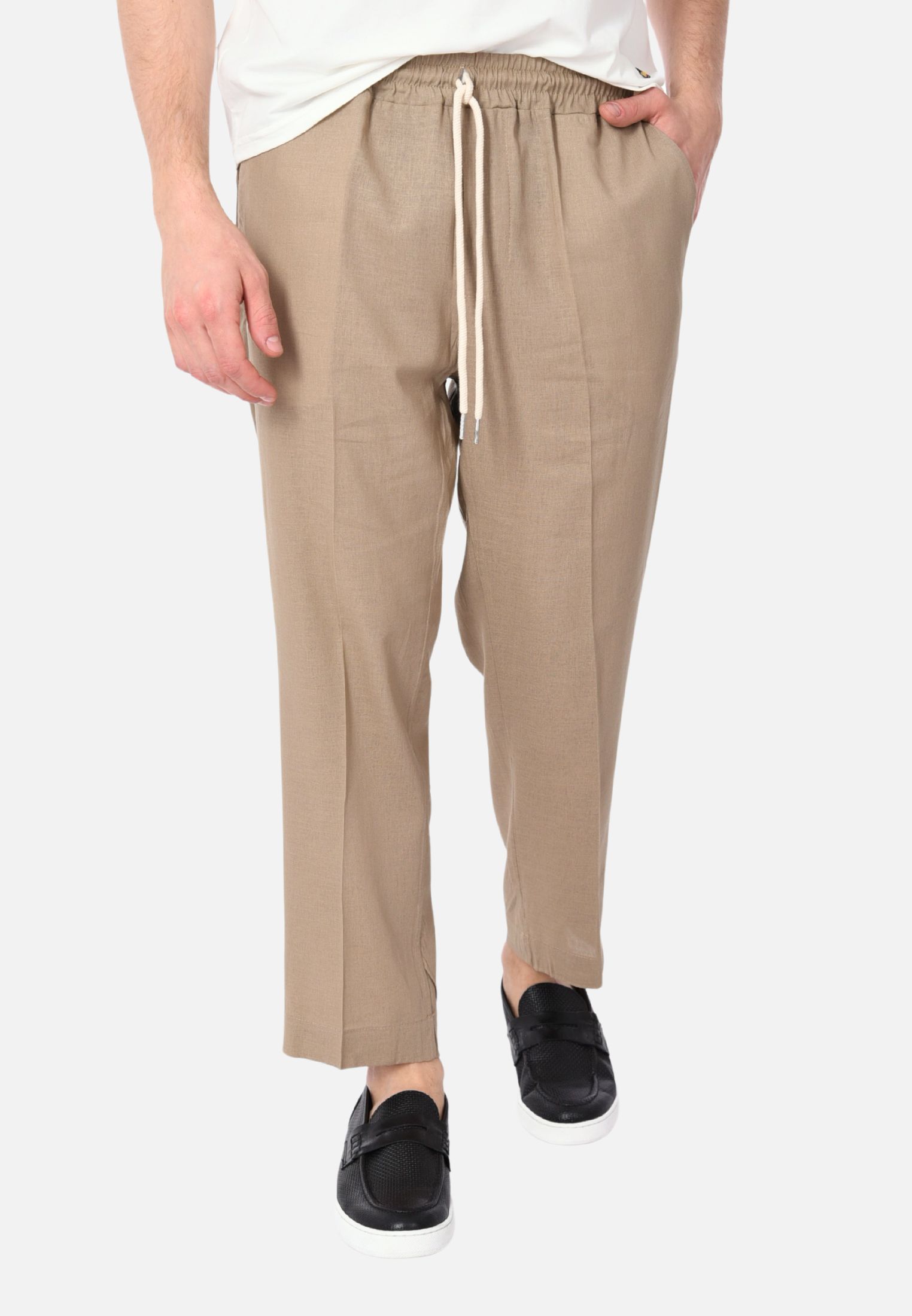 Pantaloni Uomo Lino Estivi Elegante Pantalone Casual Leggero Made in Italy Slim - Imagen 14 de 18