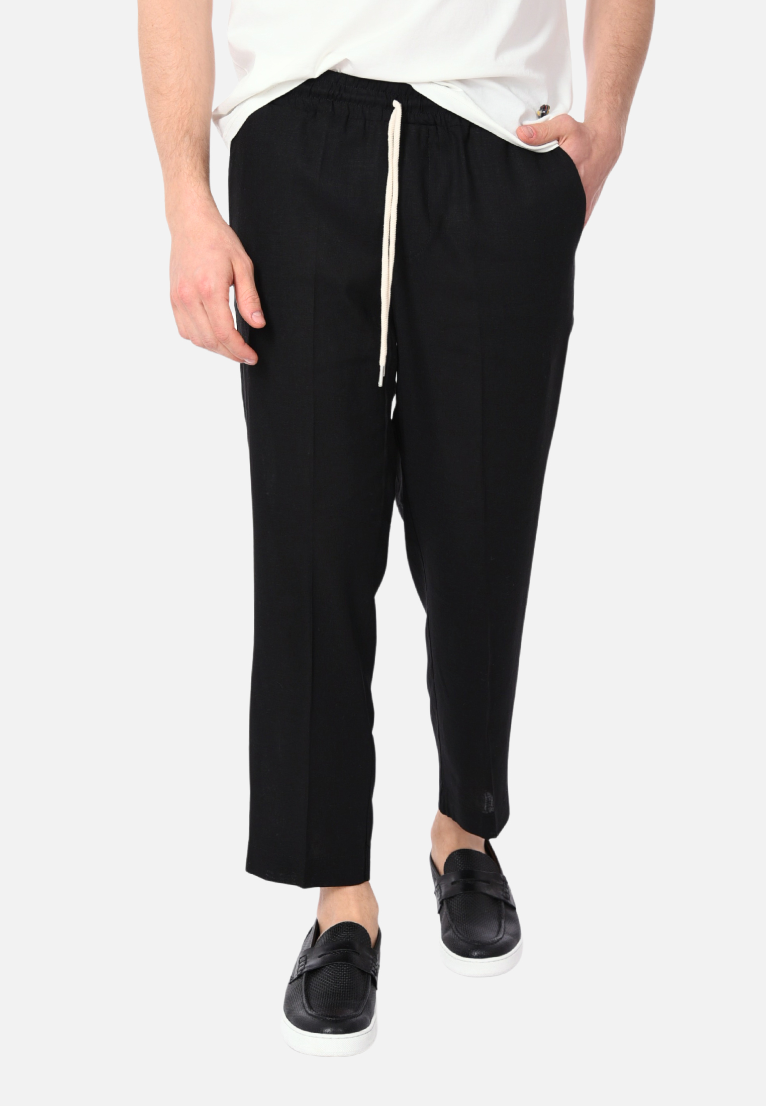 Pantaloni Uomo Lino Estivi Elegante Pantalone Casual Leggero Made in Italy Slim - Imagen 11 de 18