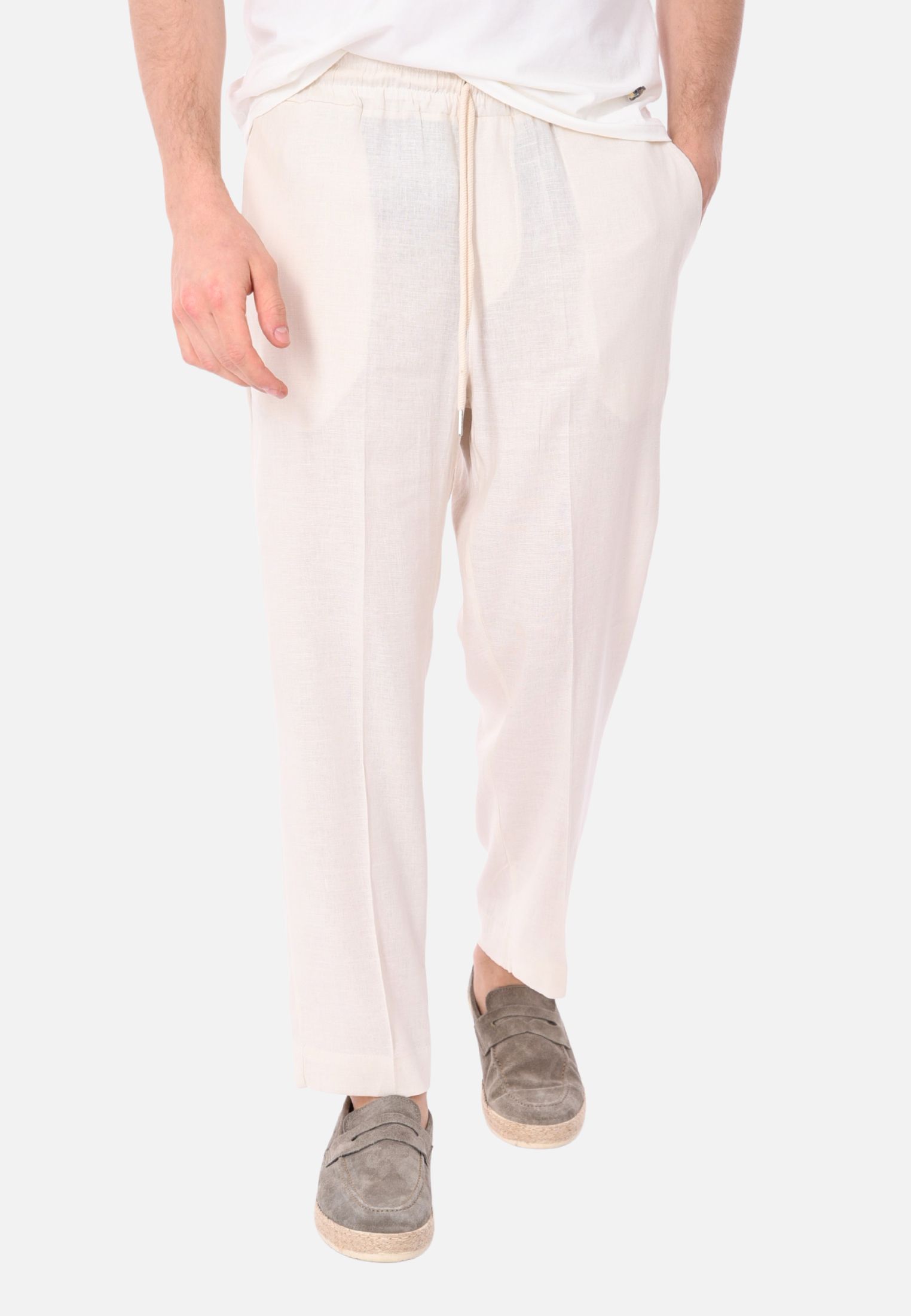 Pantaloni Uomo Lino Estivi Elegante Pantalone Casual Leggero Made in Italy Slim - Imagen 12 de 18