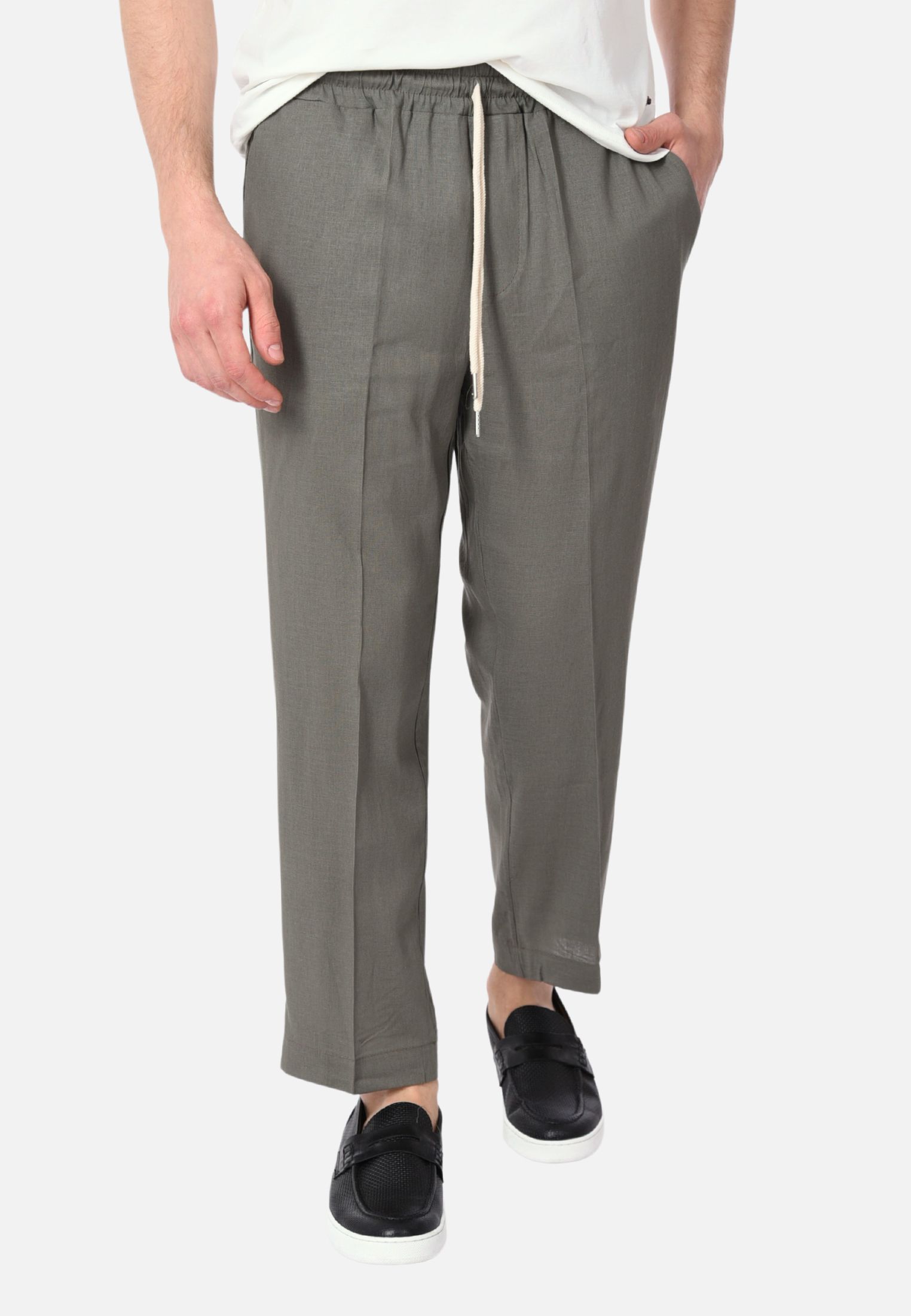 Pantaloni Uomo Lino Estivi Elegante Pantalone Casual Leggero Made in Italy Slim - Imagen 15 de 18