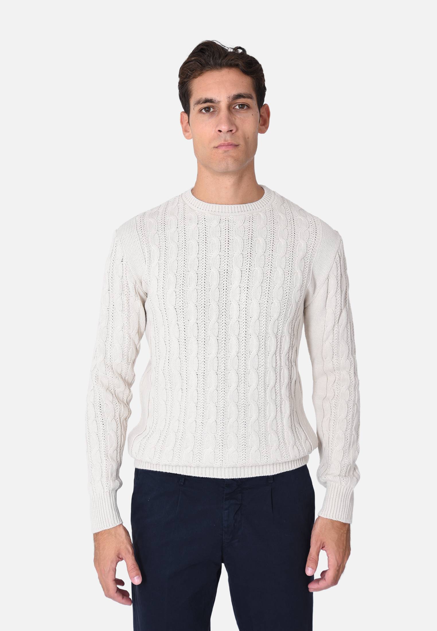 Maglione Uomo Invernale con Trecce Girocollo Made in Italy Pullover Slim Fit - Imagen 13 de 21