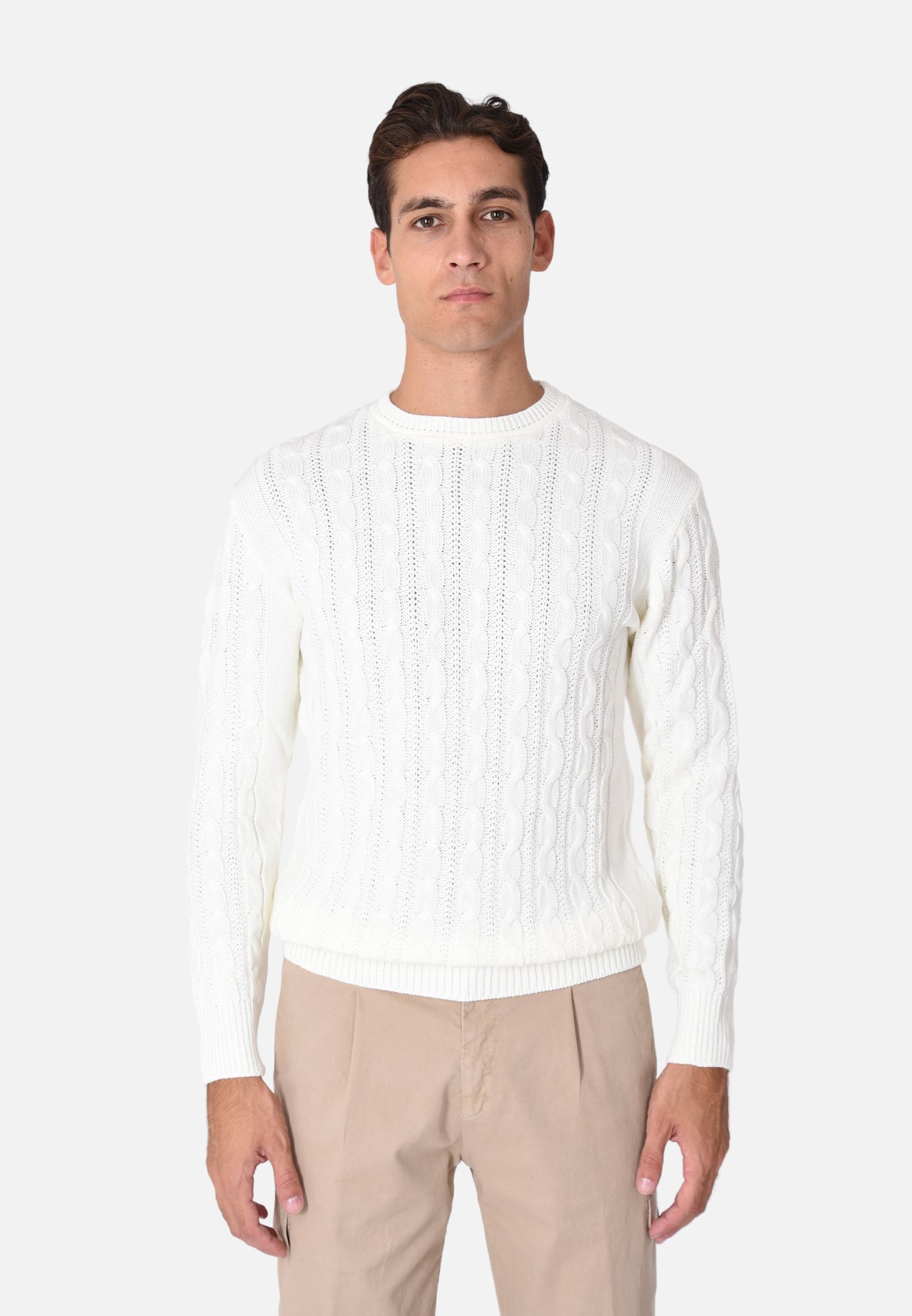 Maglione Uomo Invernale con Trecce Girocollo Made in Italy Pullover Slim Fit - Imagen 15 de 21