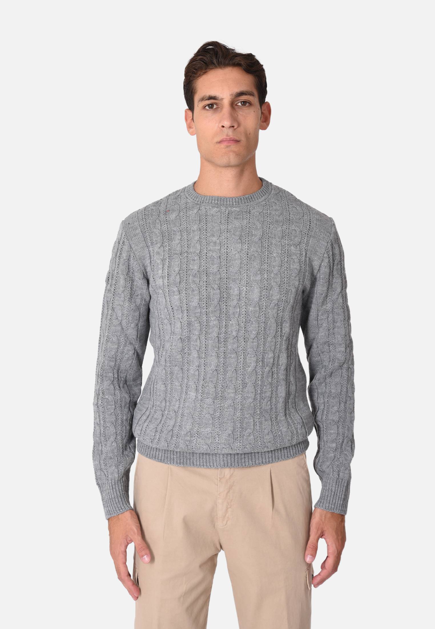 Maglione Uomo Invernale con Trecce Girocollo Made in Italy Pullover Slim Fit - Imagen 17 de 21