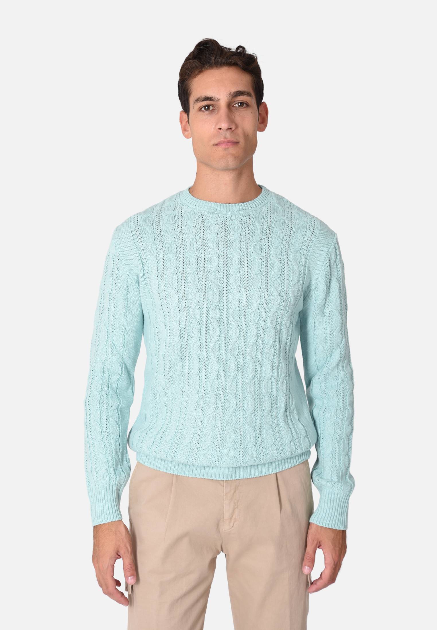Maglione Uomo Invernale con Trecce Girocollo Made in Italy Pullover Slim Fit - Imagen 11 de 21