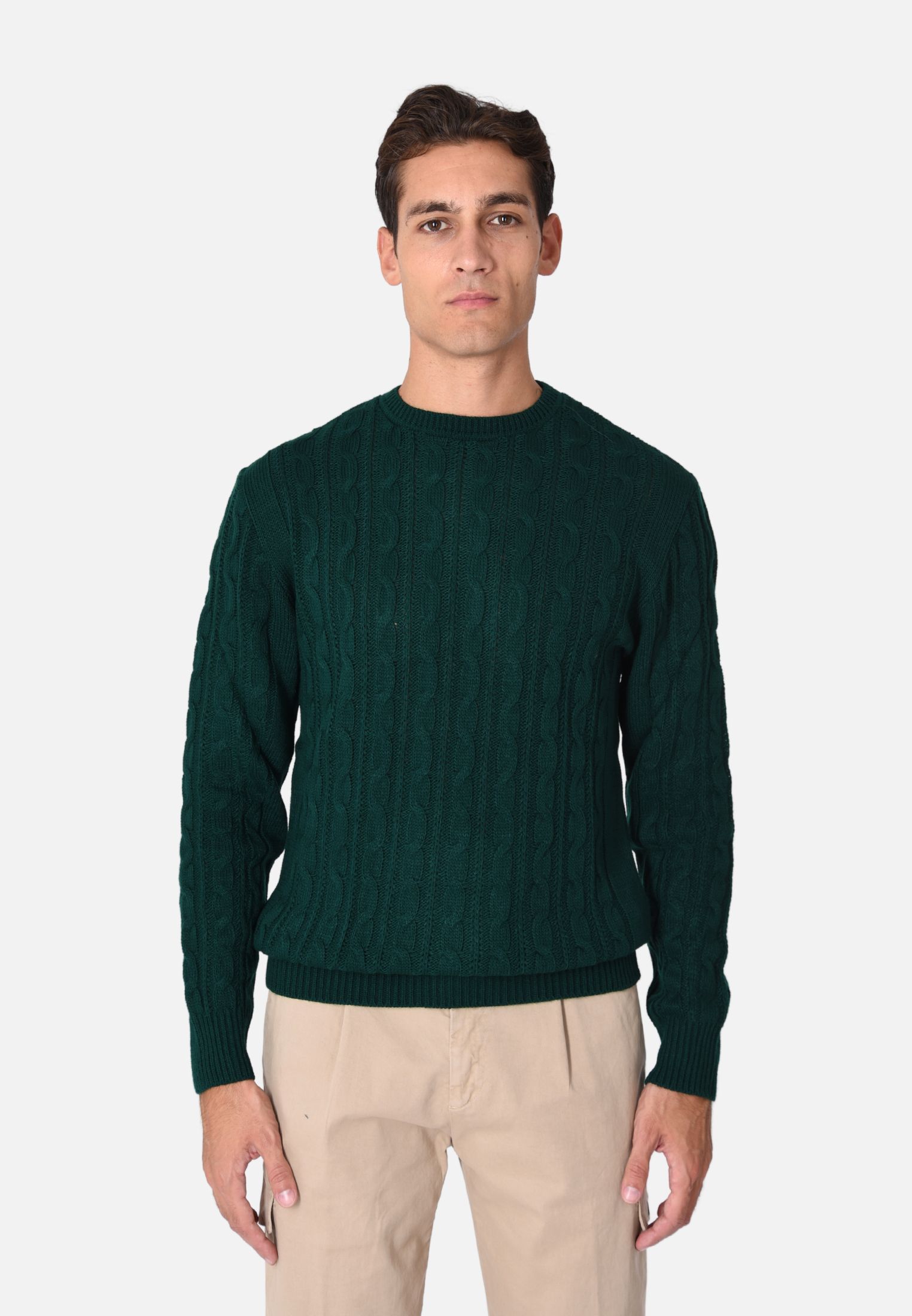 Maglione Uomo Invernale con Trecce Girocollo Made in Italy Pullover Slim Fit - Imagen 21 de 21