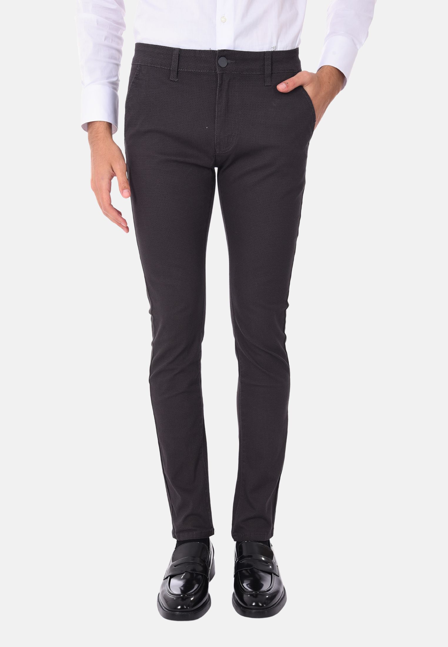 Pantaloni Uomo Invernali in Caldo Cotone Pantalone Elegante Micro Fantasia Slim - Imagen 13 de 14