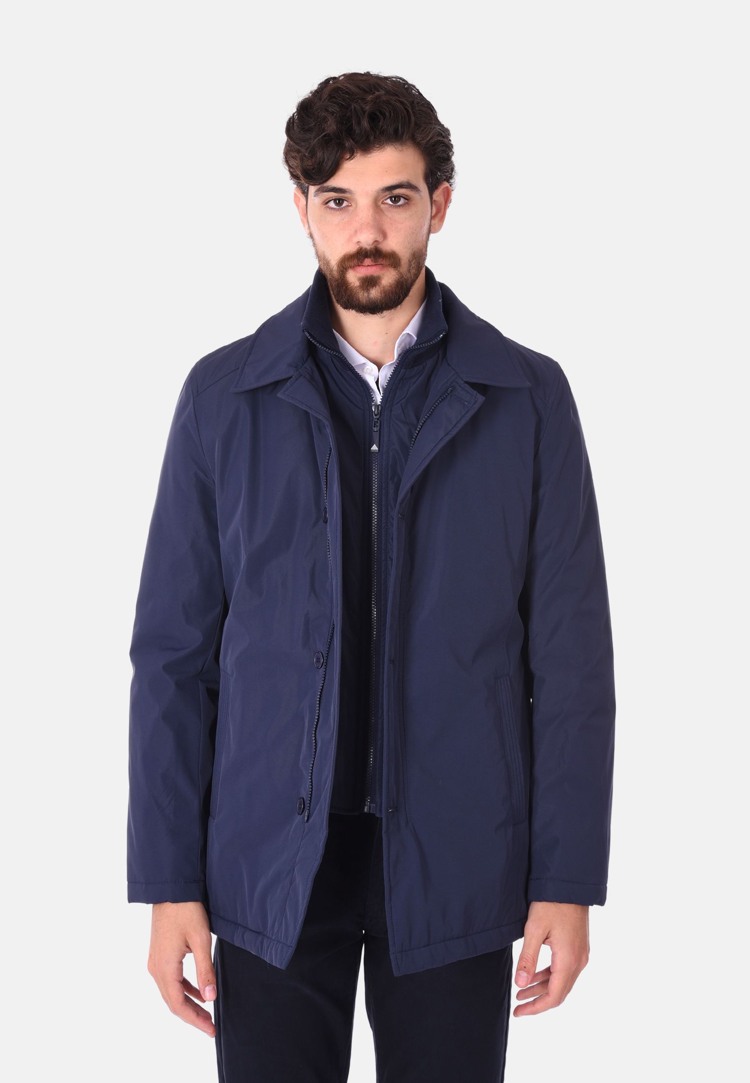 Trench Uomo Elegante Invernale Soprabito Imbottito Collo Alto Giaccone Lungo - Foto 8 di 8