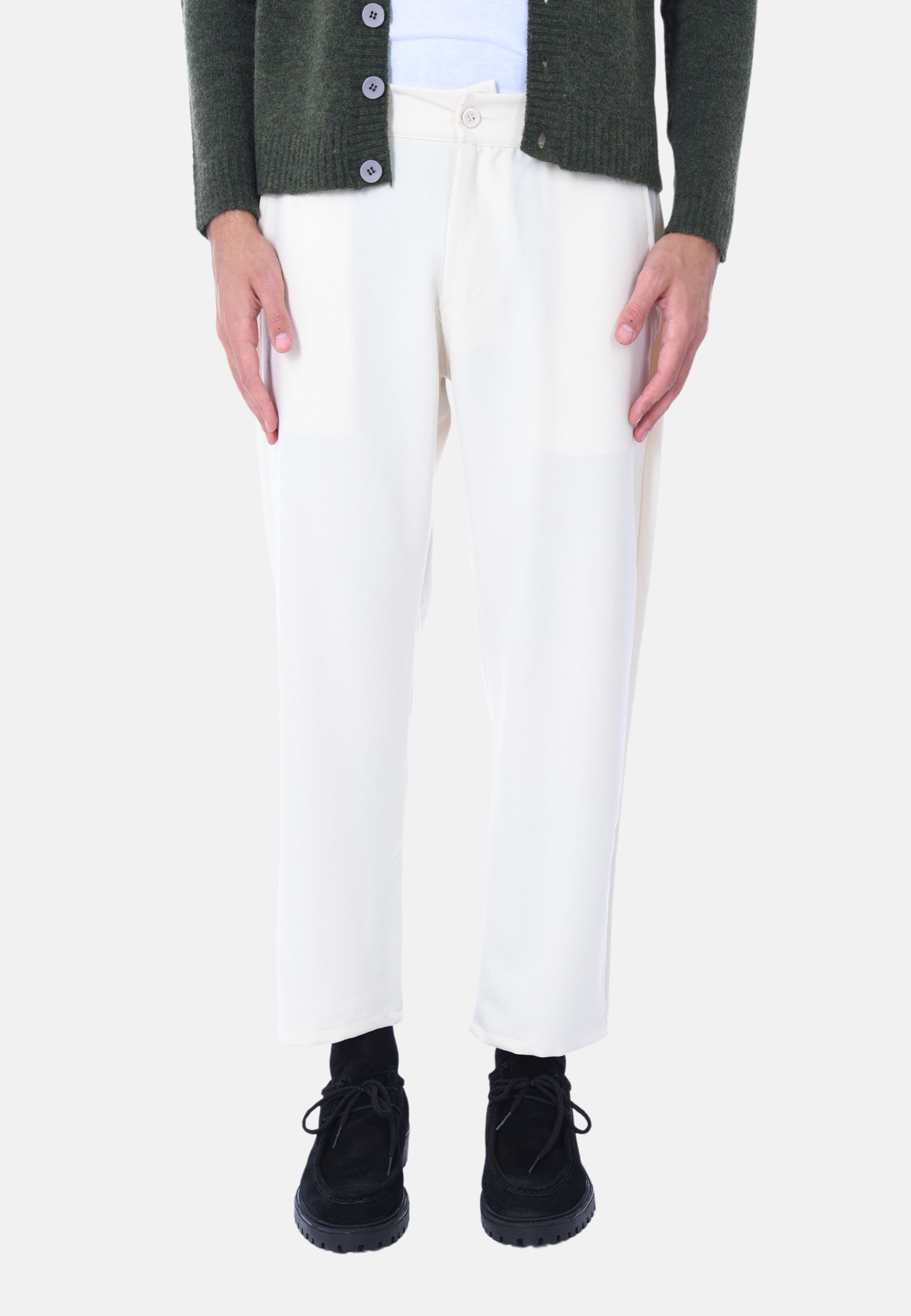 Pantaloni Uomo Invernale Capri Elegante Pantalone in Mano Lana Made in Italy - Foto 12 di 13