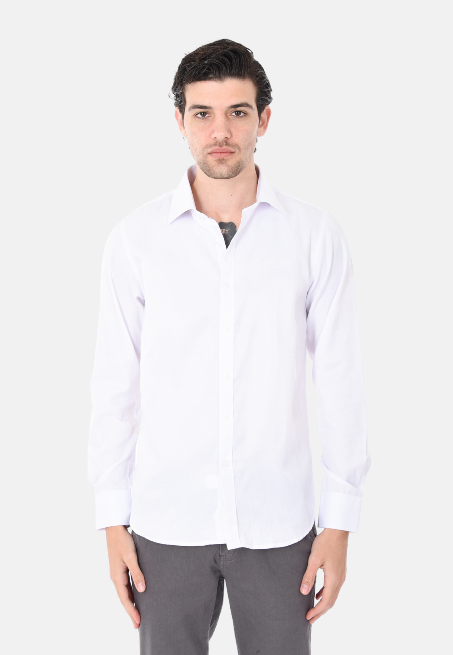 Camicia Uomo Slim Cotone Fantasia Mille Righe Camicie Collo Classico Elegante - Imagen 10 de 12