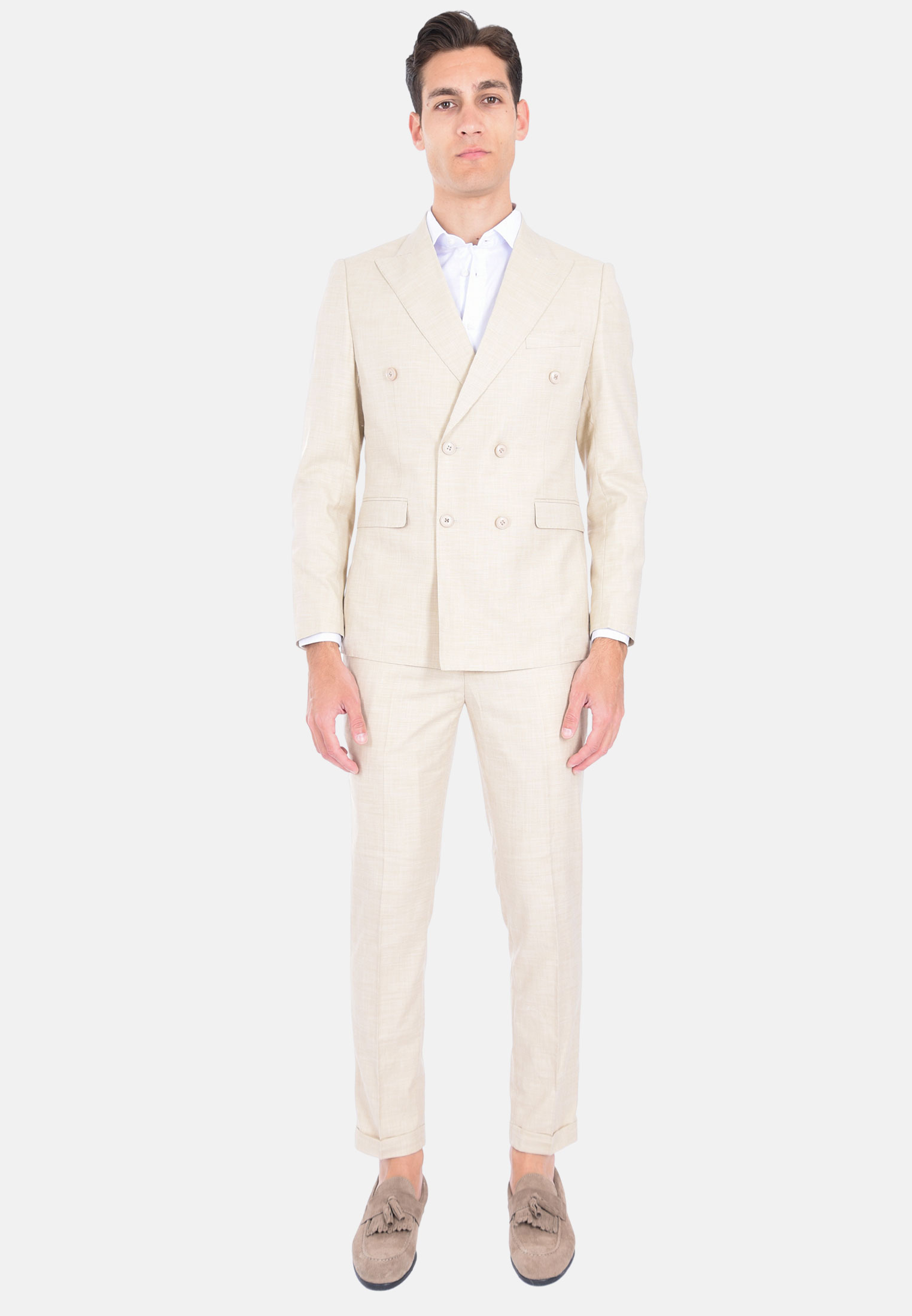 Abito Uomo Elegante Doppiopetto Sartoriale Vestito Completo Cerimonia Slim Fit - Imagen 17 de 18