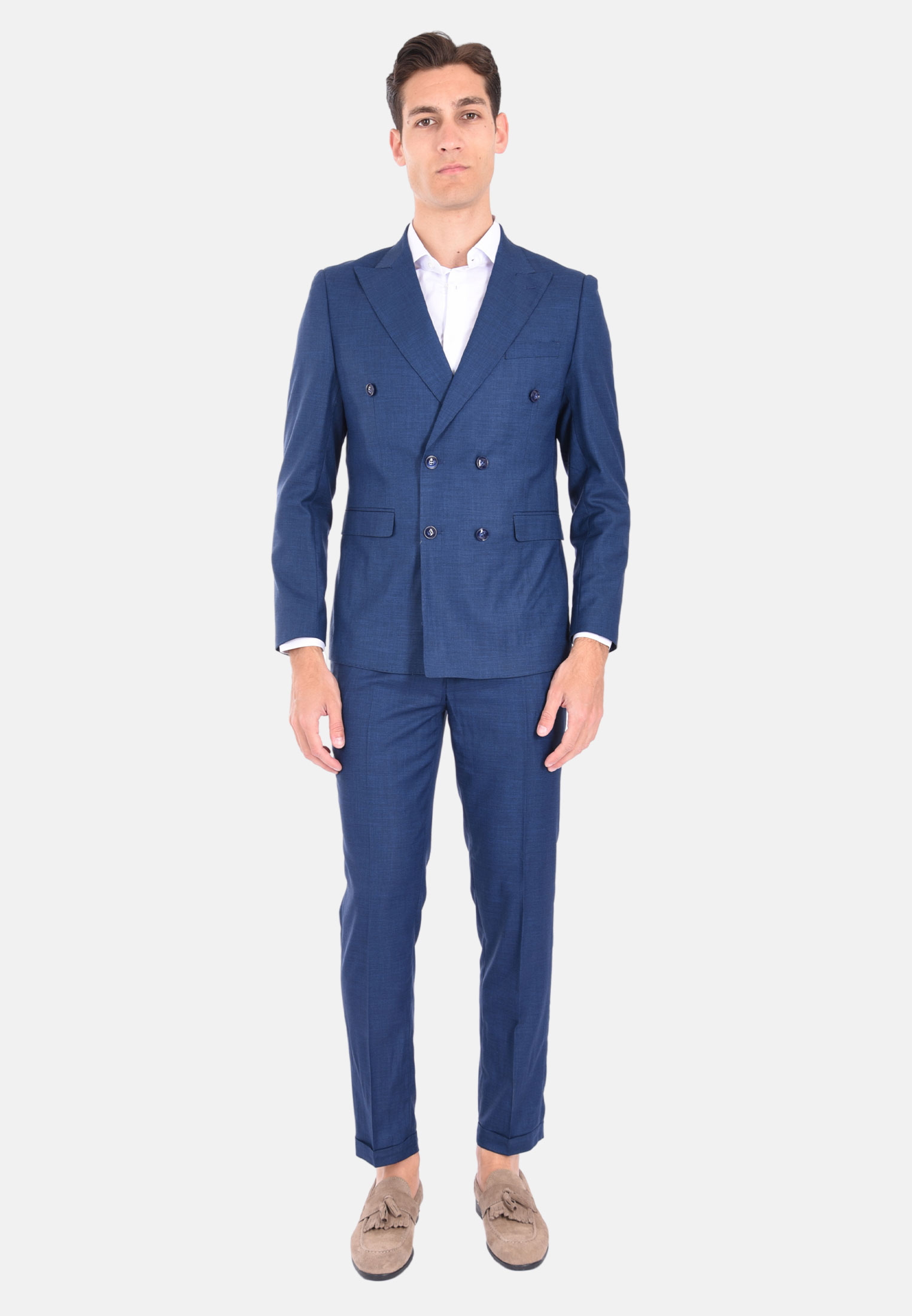 Abito Uomo Elegante Doppiopetto Sartoriale Vestito Completo Cerimonia Slim Fit - Imagen 12 de 18